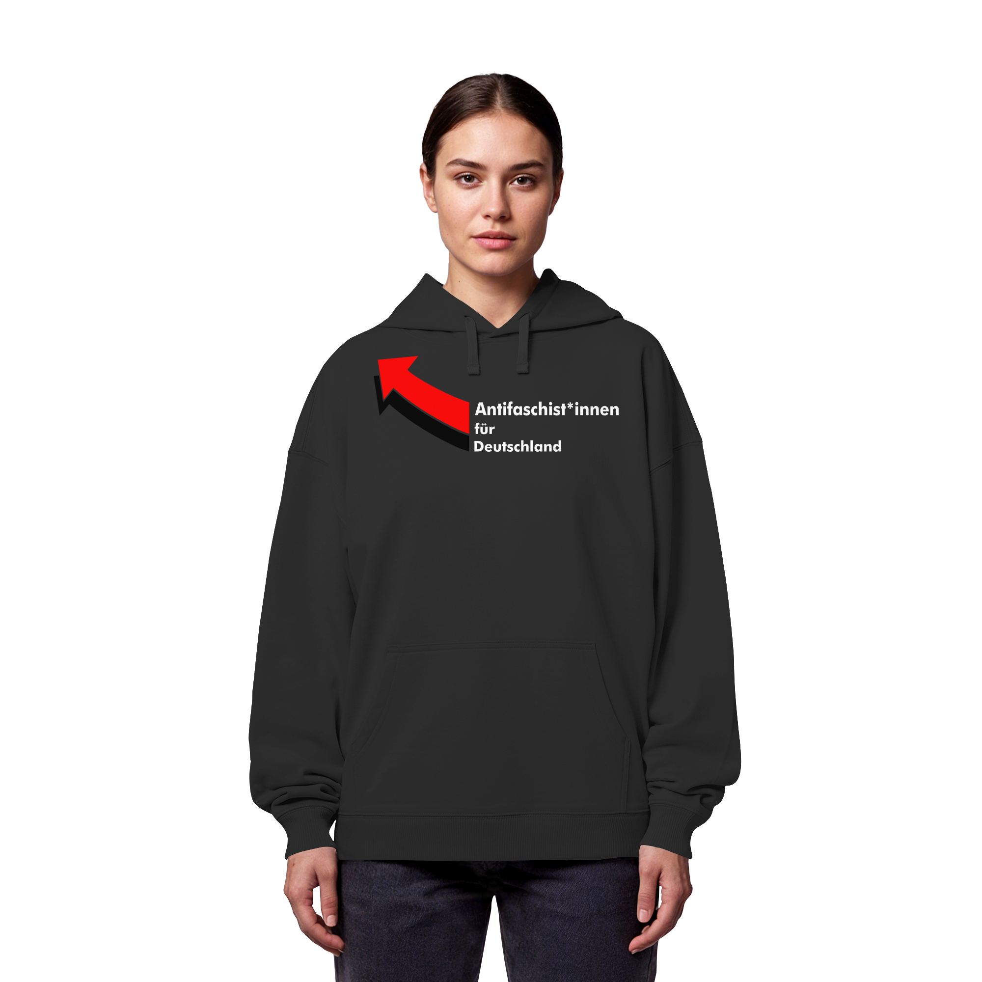 Antifaschist*innen für Deutschland (weiße Schrift) - Organic Oversize Hoodie