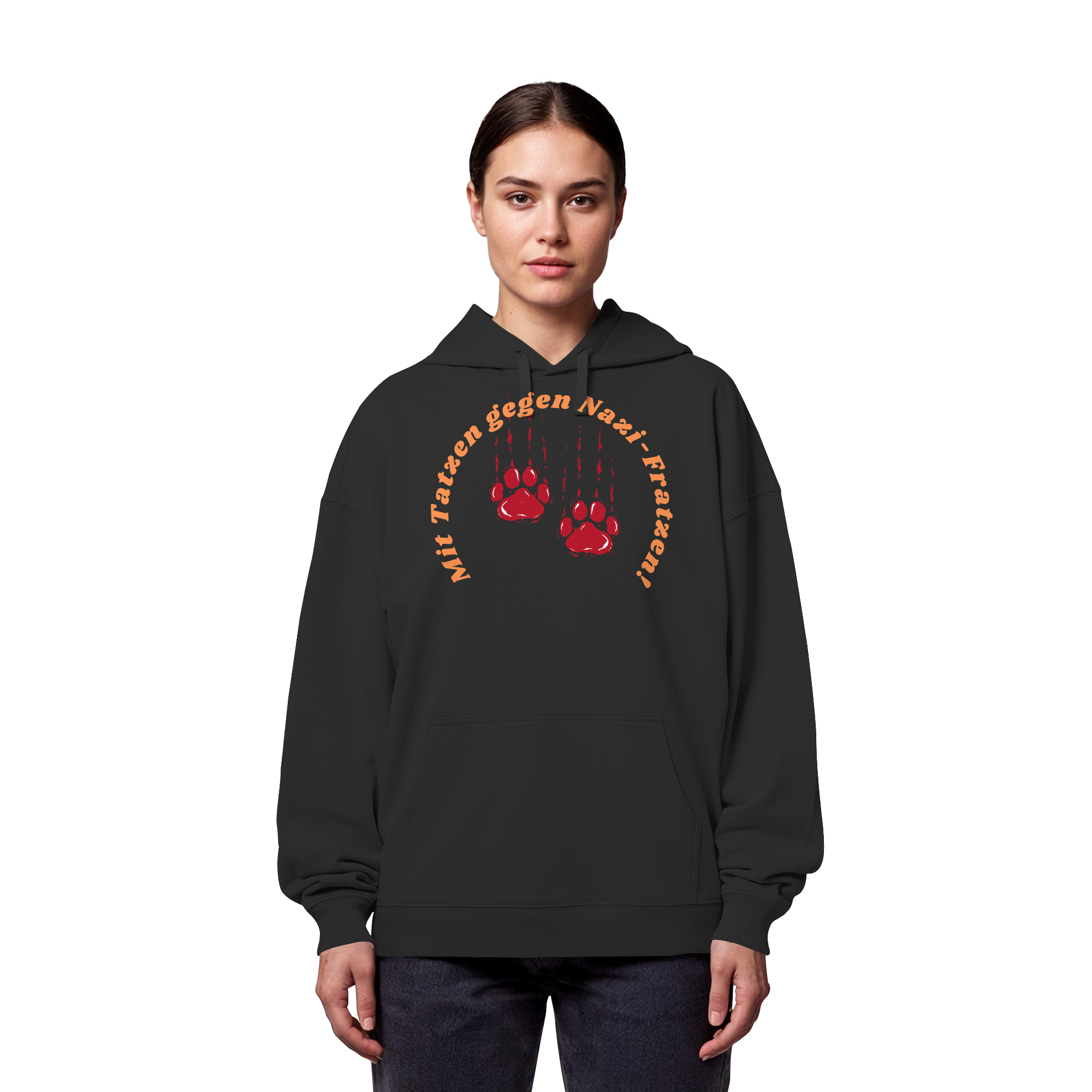 Mit Tatzen gegen Nazi Fratzen - Organic Oversize Hoodie