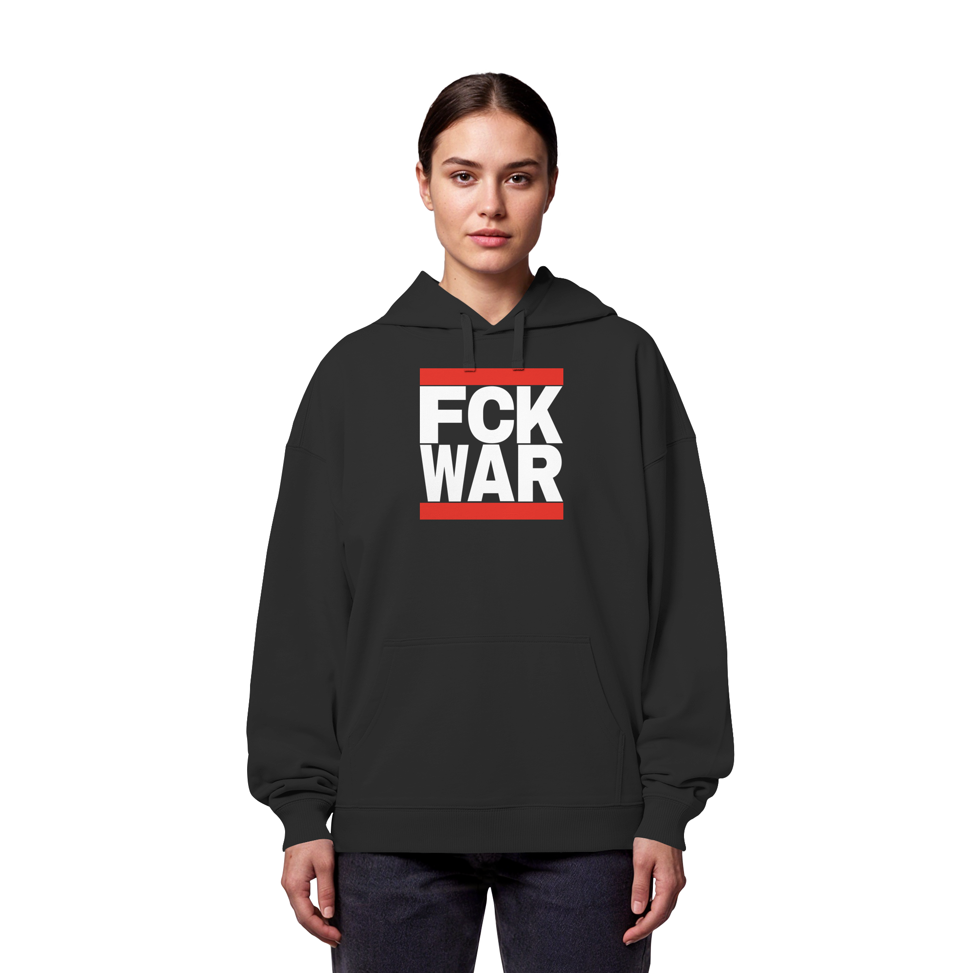 FCK WAR (weiße Schrift) - Organic Oversize Hoodie