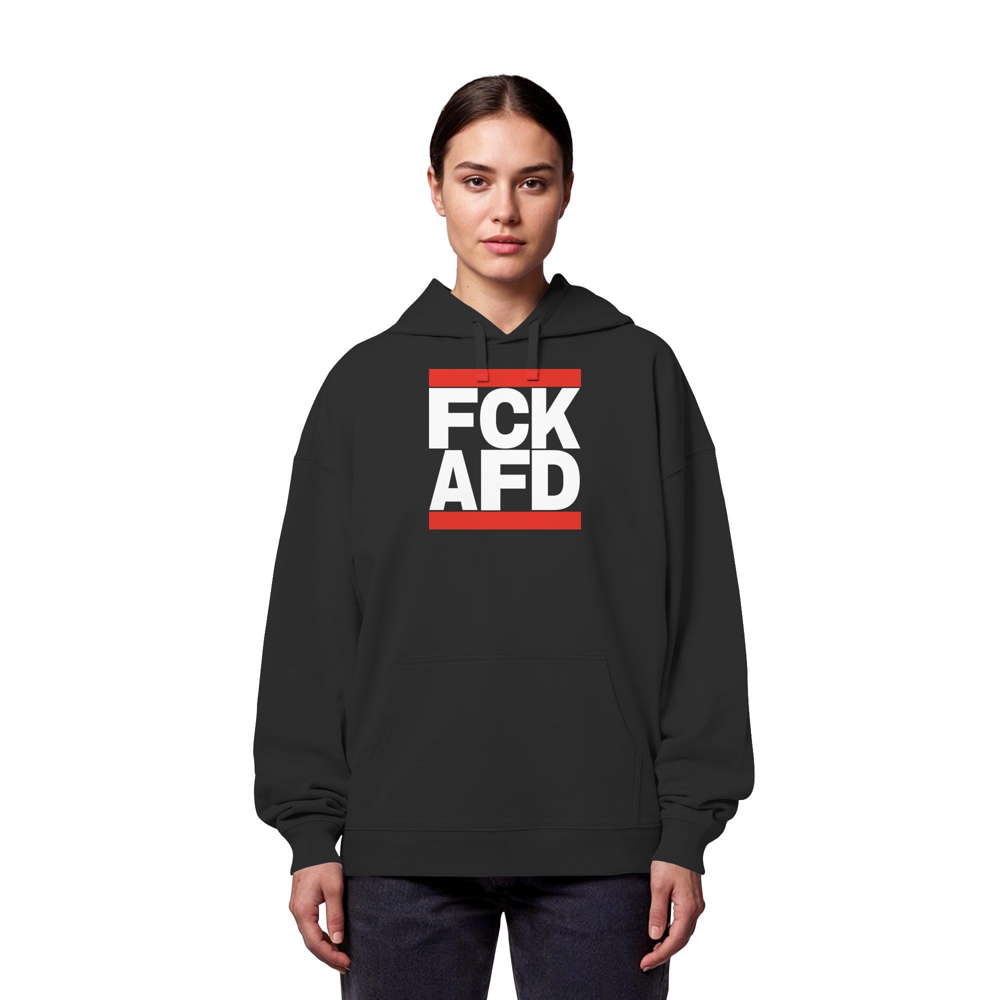 FCK AFD (weiße Schrift) - Organic Oversize Hoodie