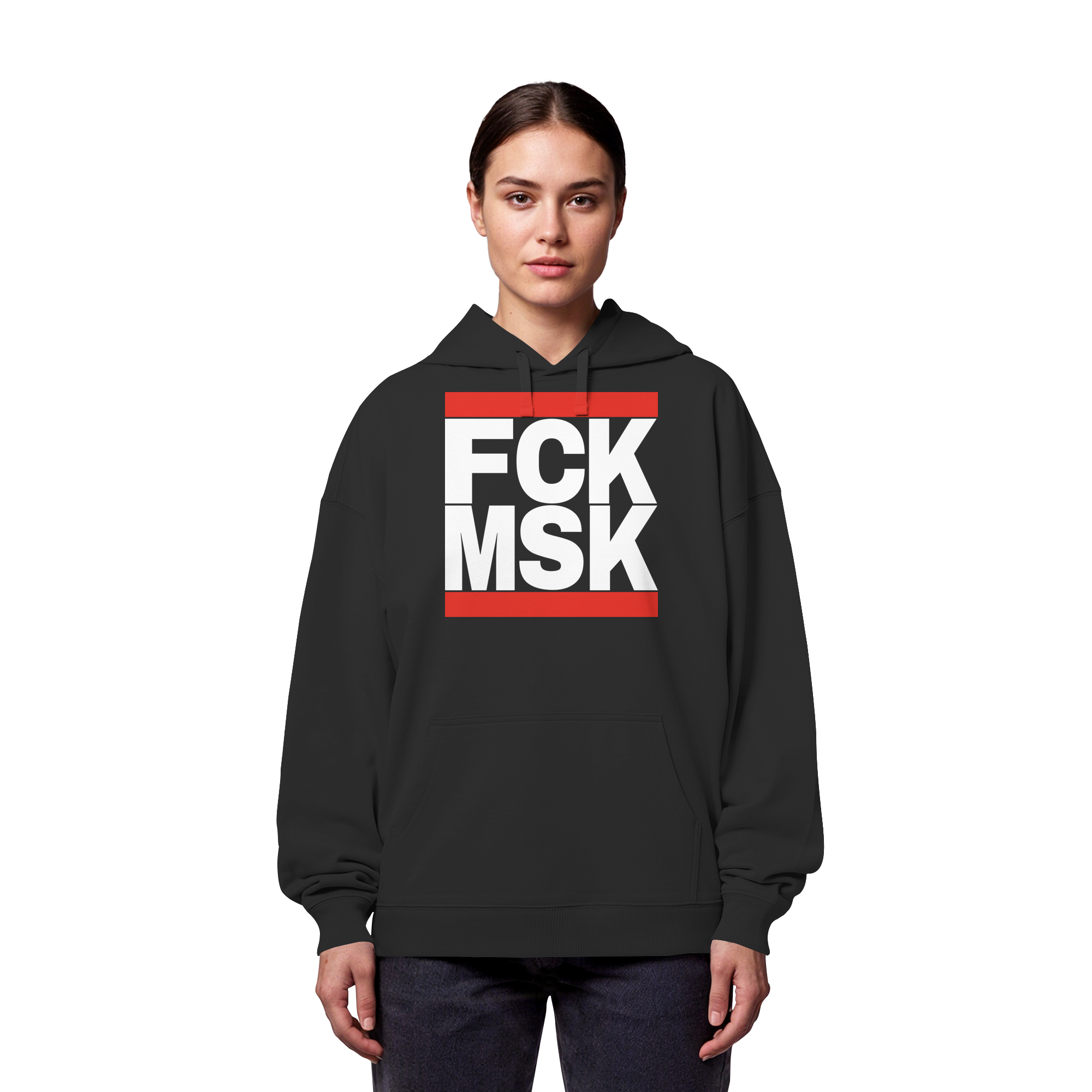 FCK MSK (weiße Schrift) - Organic Oversize Hoodie