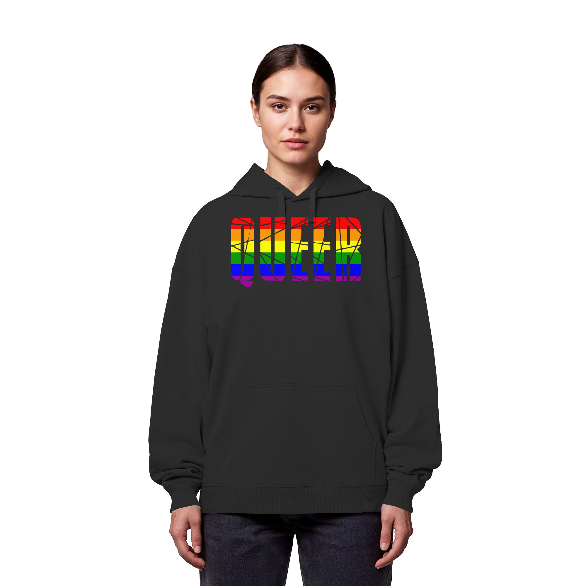 QUEER in Regenbogen Farben - Organic Oversize Hoodie