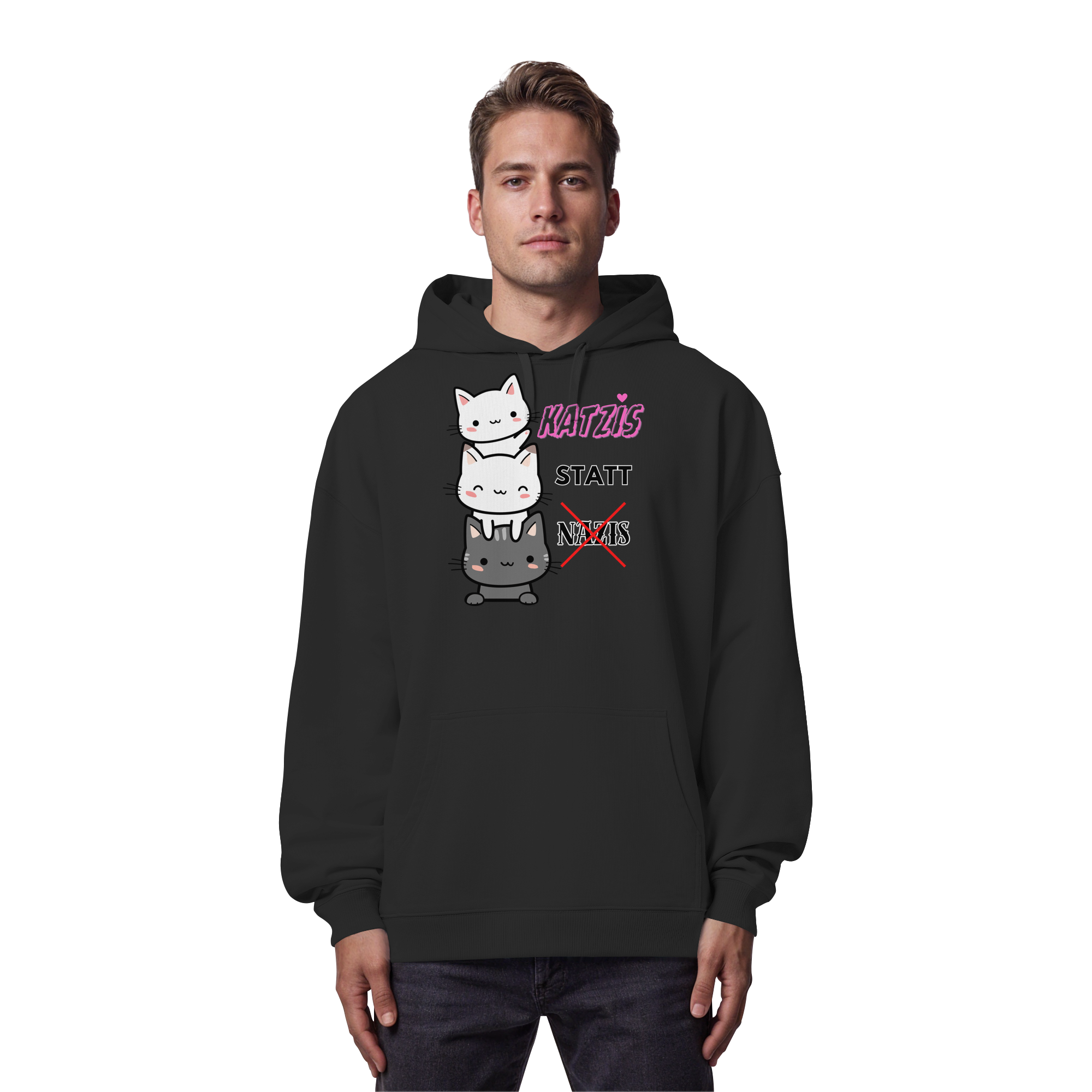 Katzis statt Nazis - Organic Oversize Hoodie