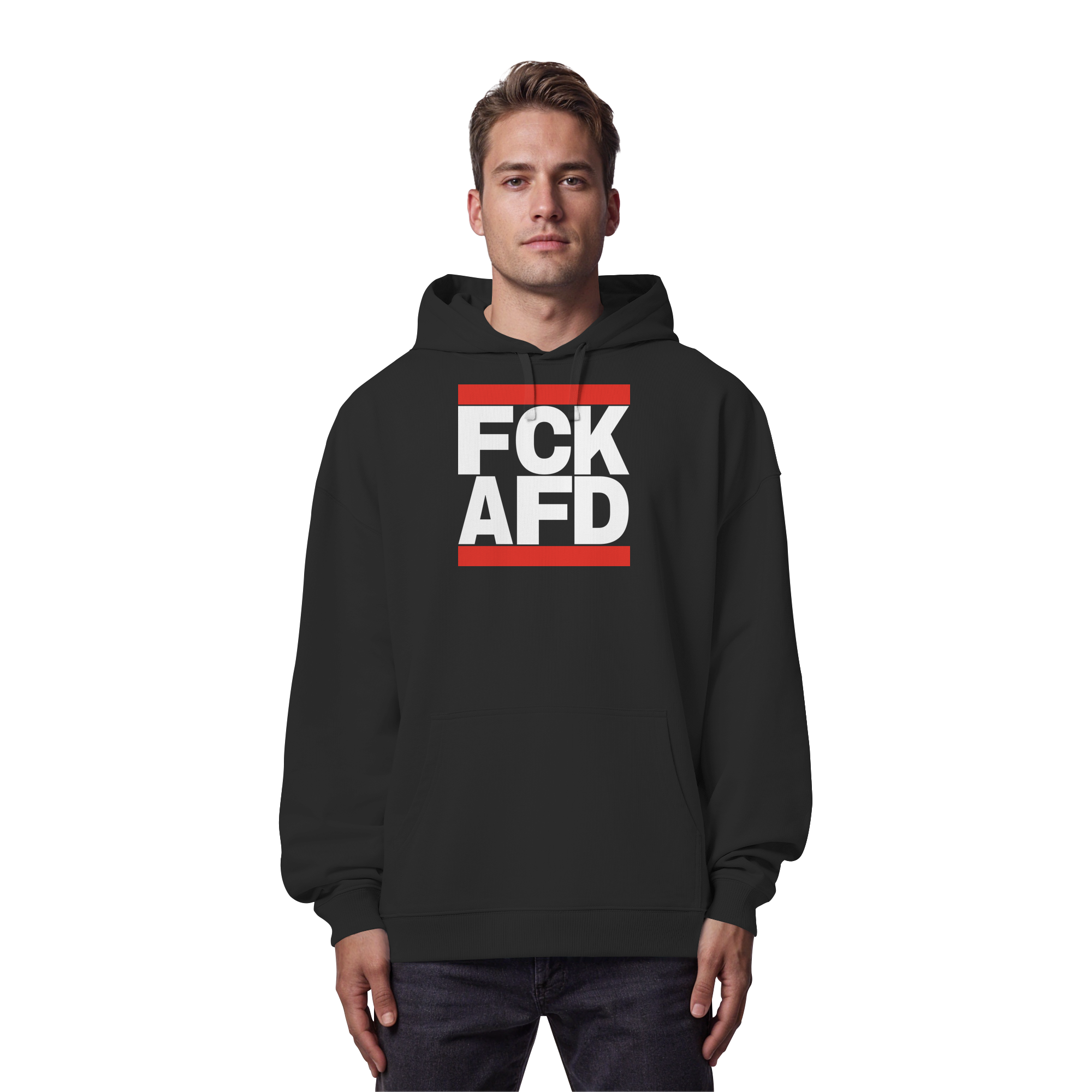 FCK AFD (weiße Schrift) - Organic Oversize Hoodie
