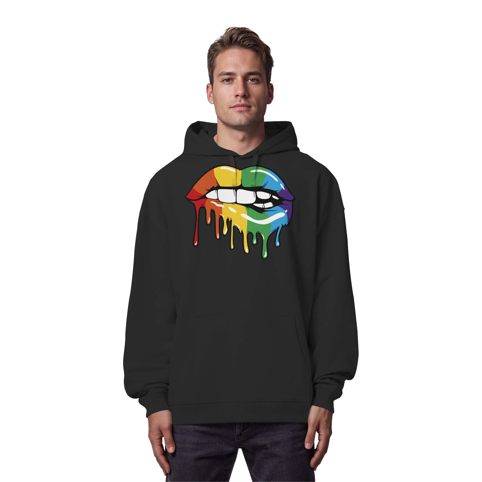 Regenbogen Lippen - Organic Oversize Hoodie