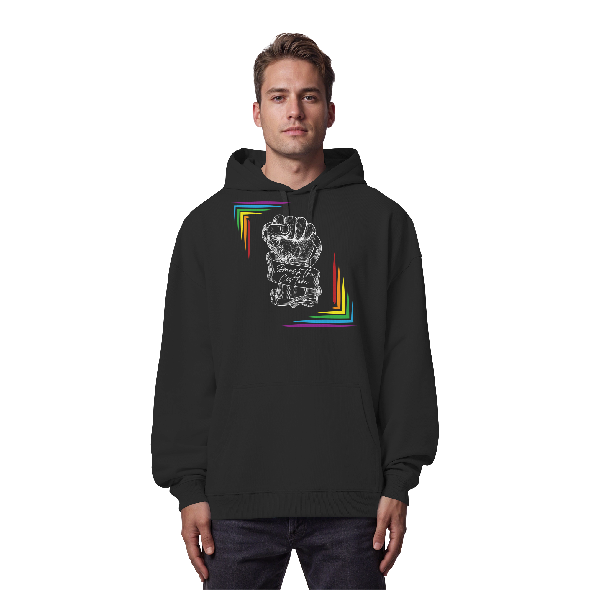 Smash The Cistem (weiße Schrift) - Organic Oversize Hoodie