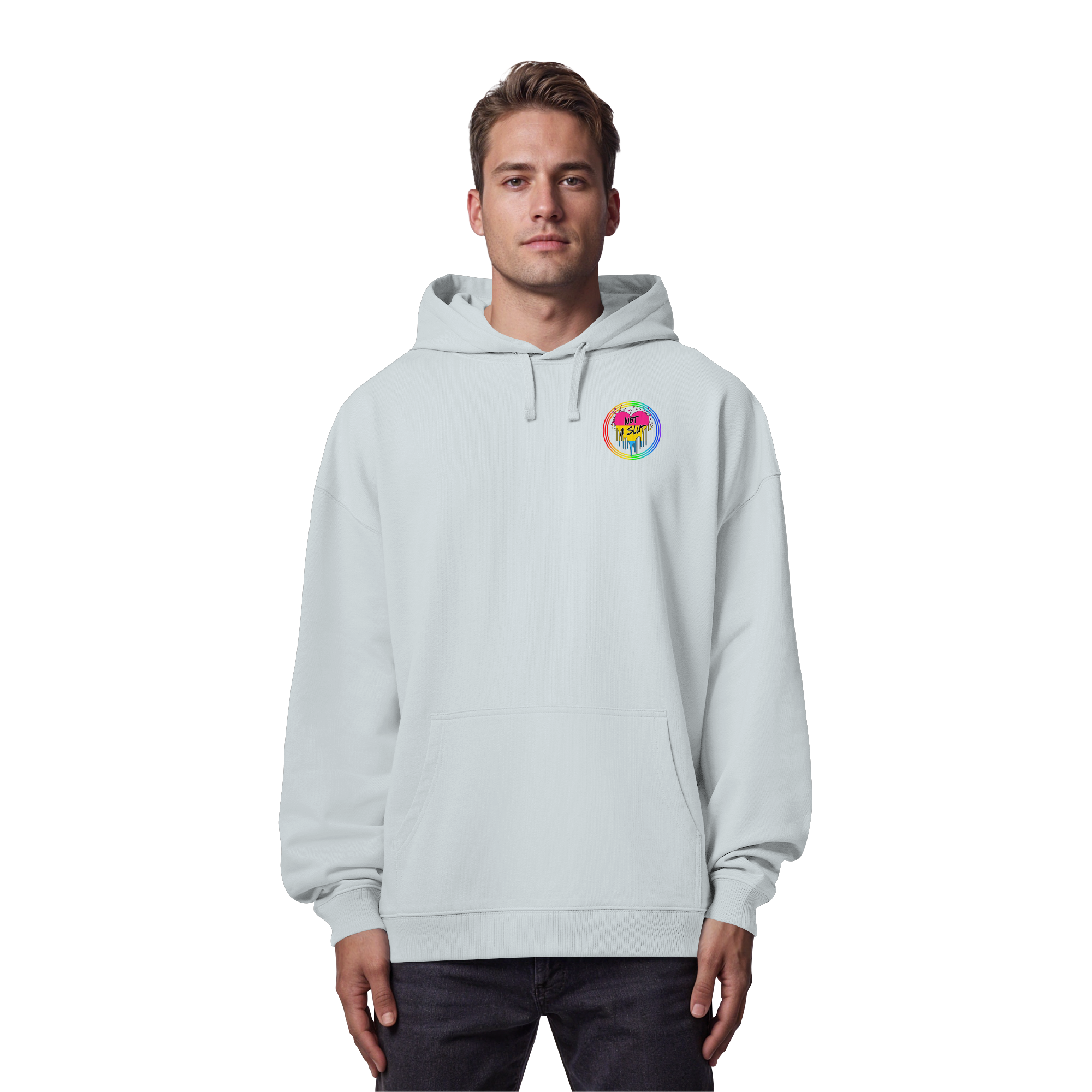 Pansexual Not a Slut "Regenbogenkreis Edition" - Organic Oversize Hoodie