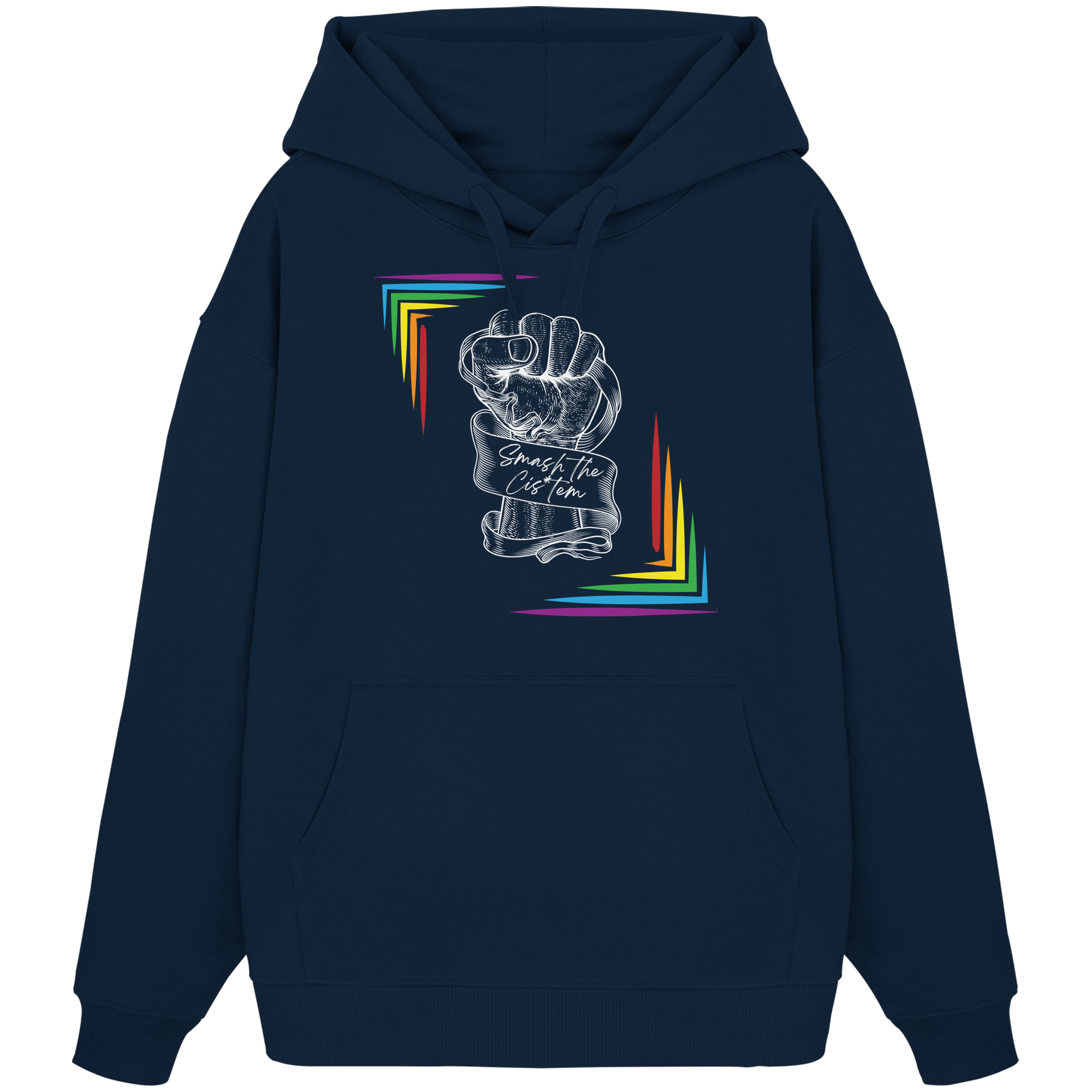 Smash The Cistem (weiße Schrift) - Organic Oversize Hoodie