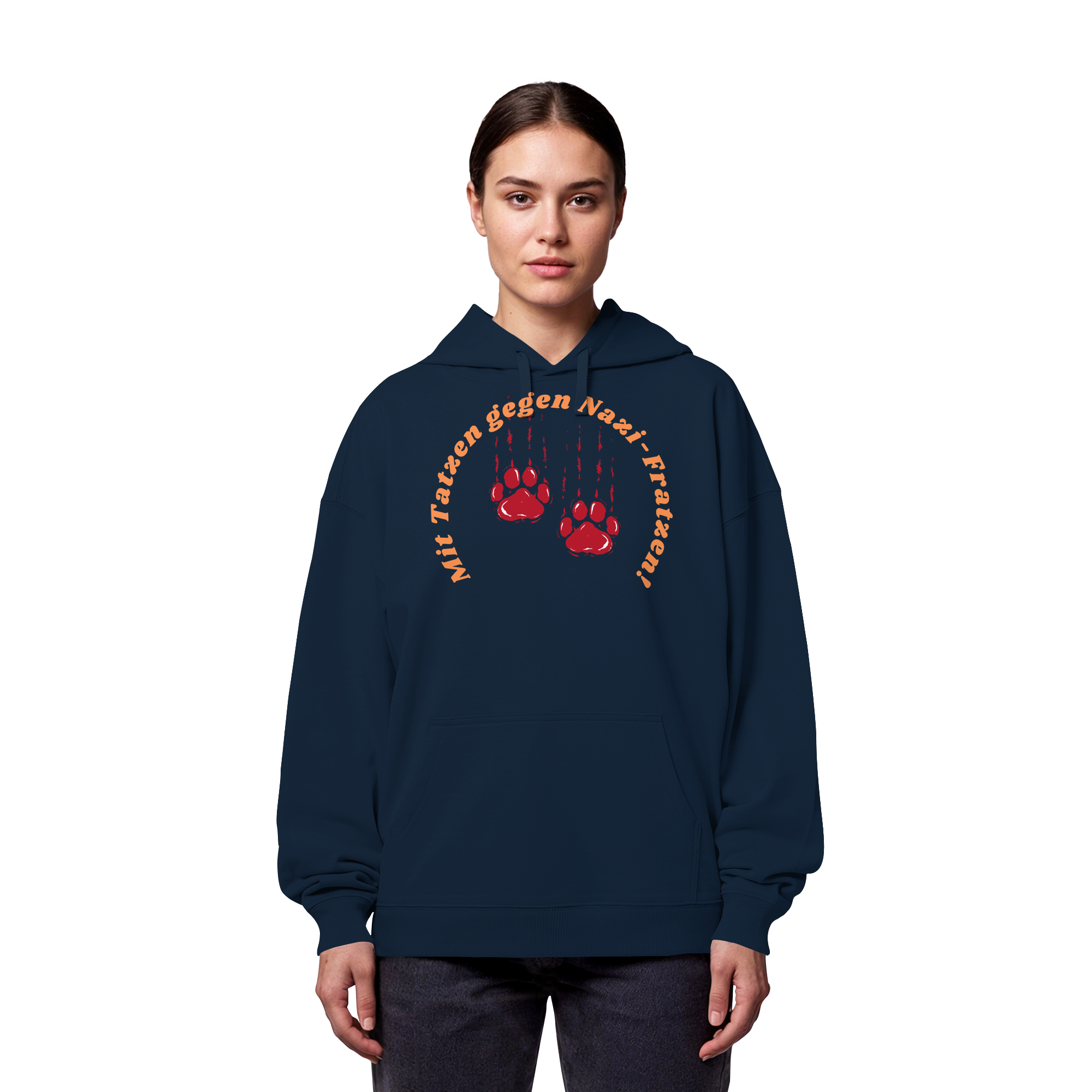 Mit Tatzen gegen Nazi Fratzen - Organic Oversize Hoodie