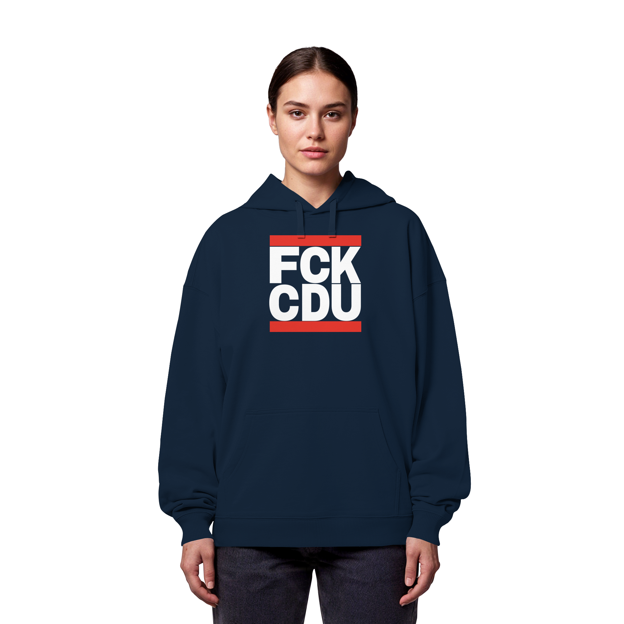 FCK CDU (weiße Schrift) - Organic Oversize Hoodie