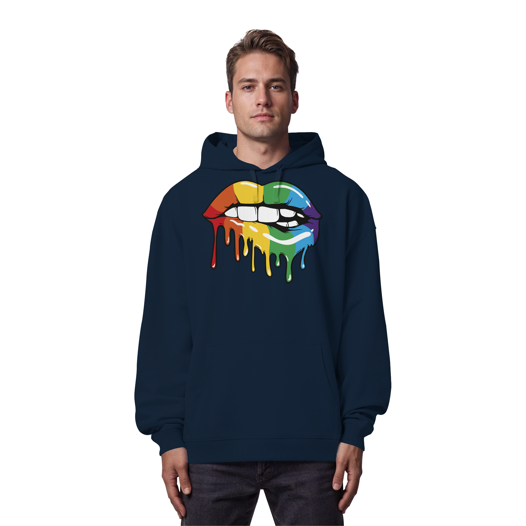 Regenbogen Lippen - Organic Oversize Hoodie