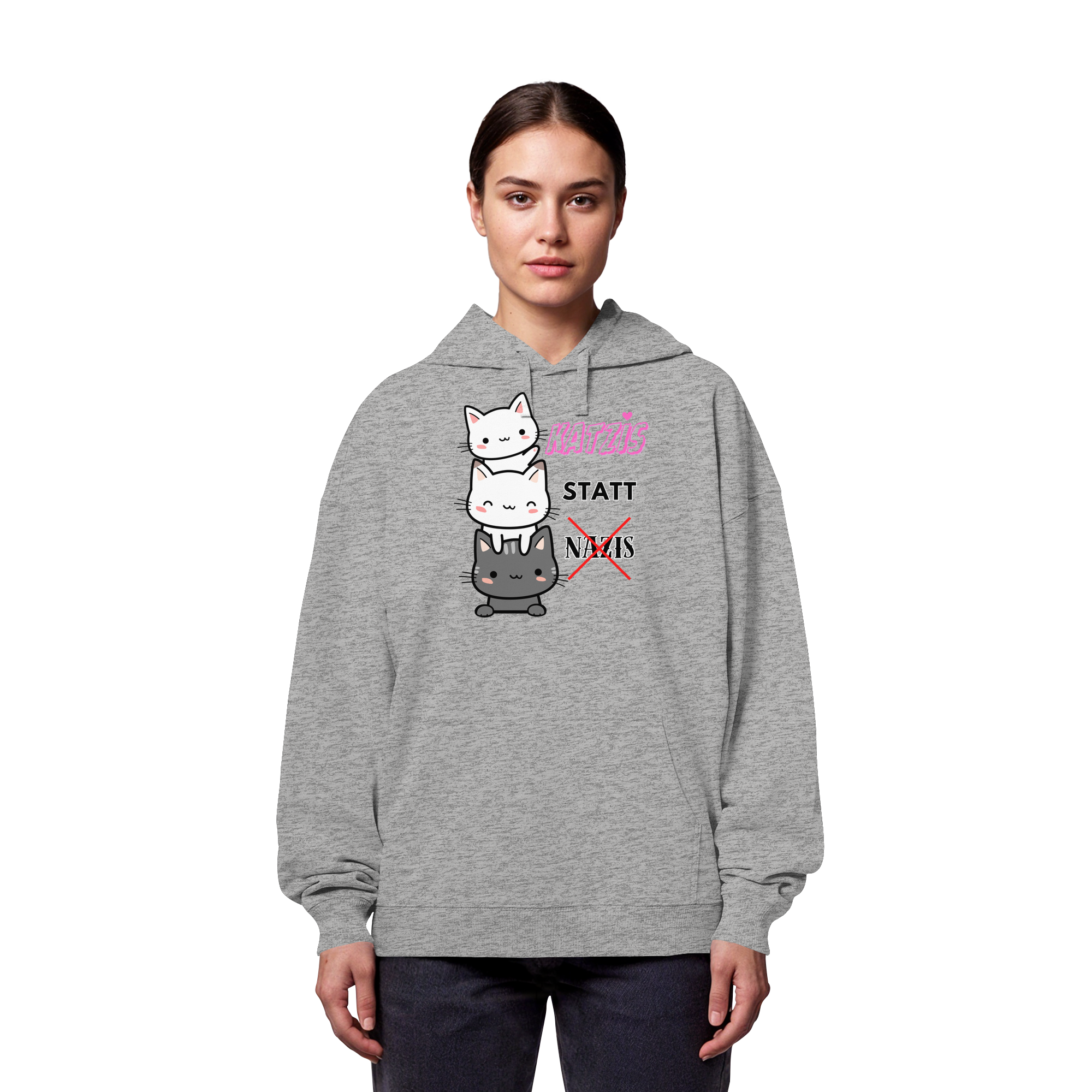 Katzis statt Nazis - Organic Oversize Hoodie