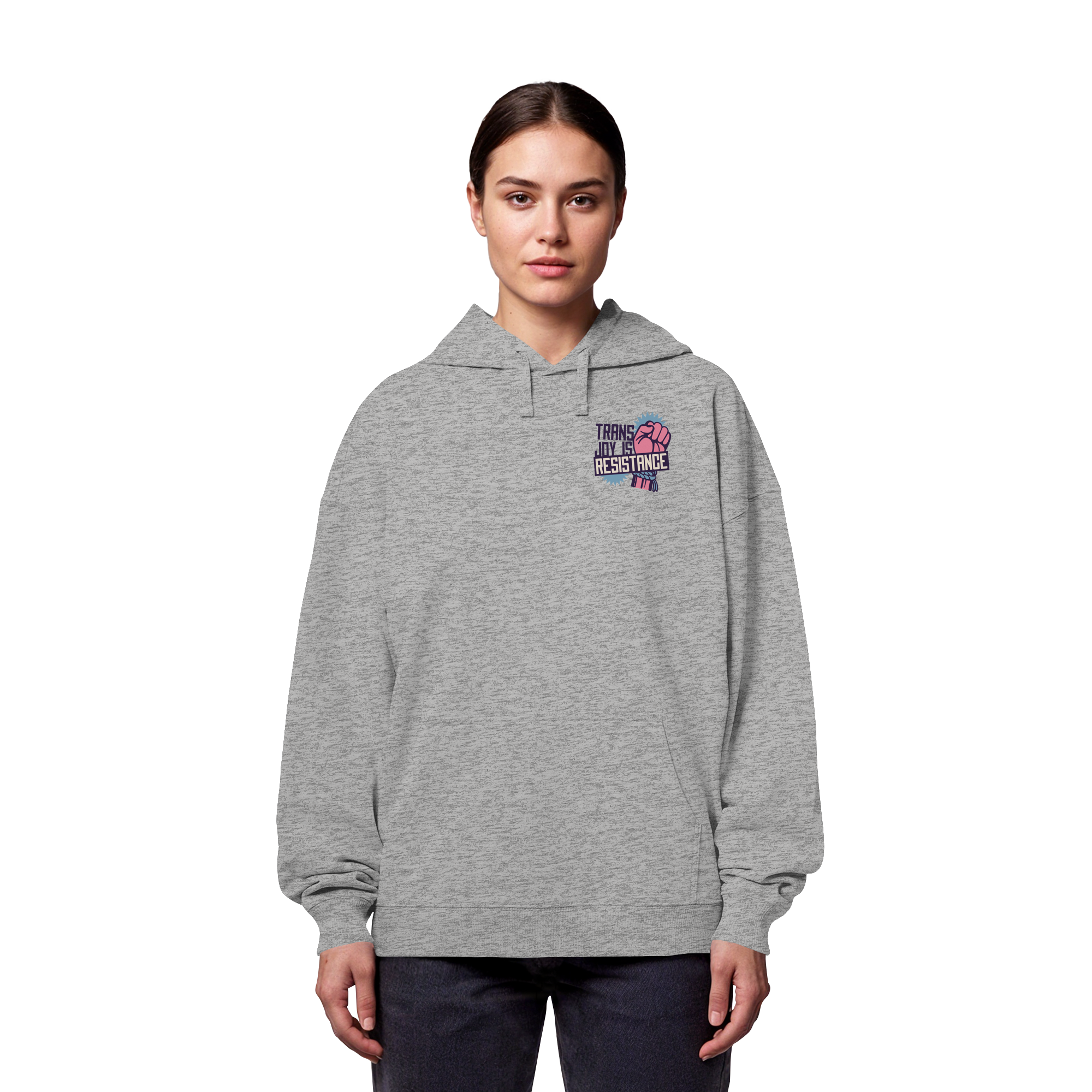 Trans Joy Is Resistance "Raised Fist Edition" - Organic Oversize Hoodie