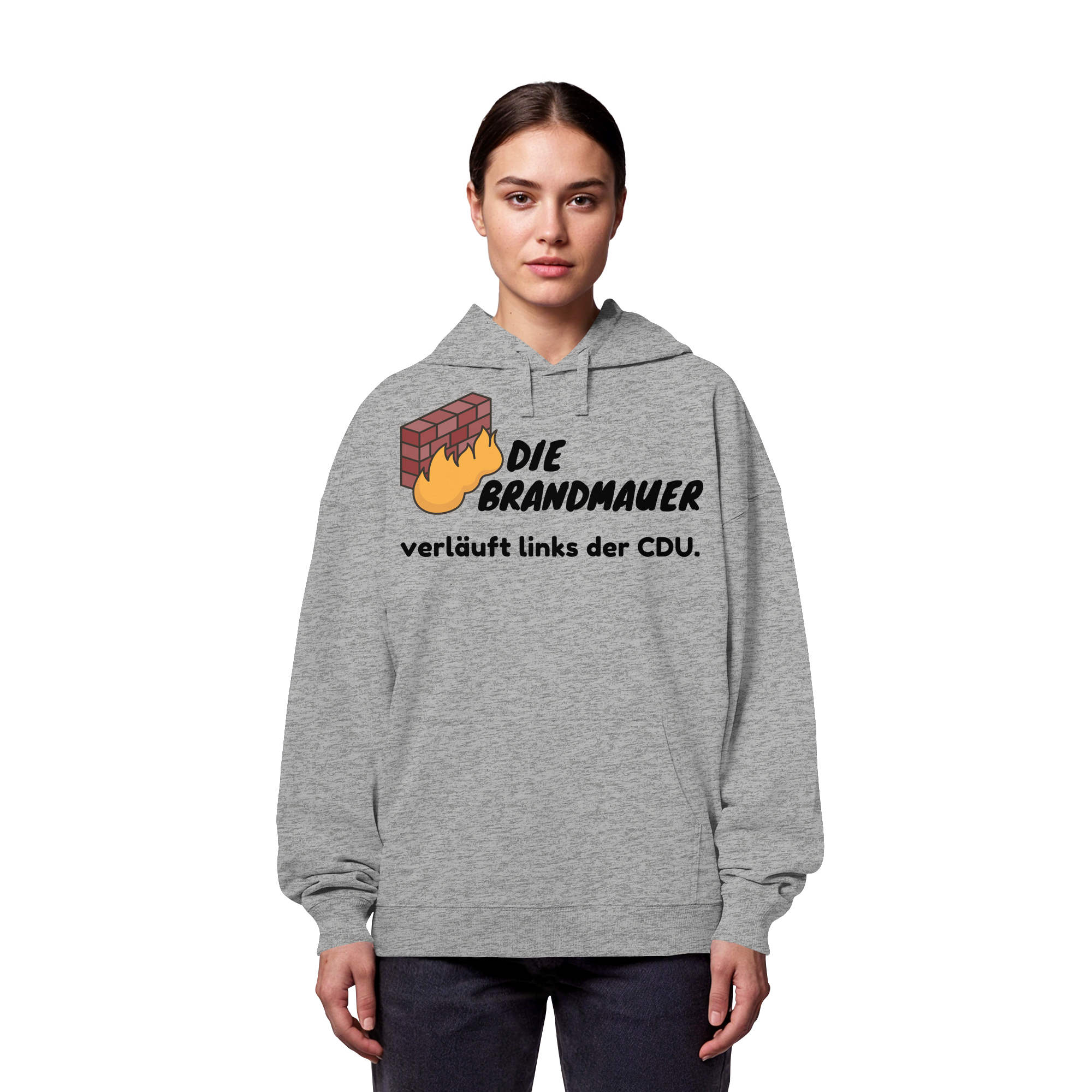 Brandmauer (schwarze Schrift) - Organic Oversize Hoodie
