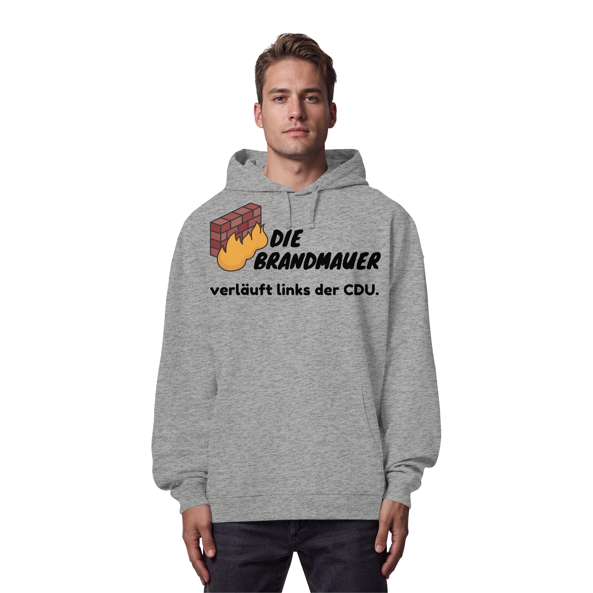 Brandmauer (schwarze Schrift) - Organic Oversize Hoodie