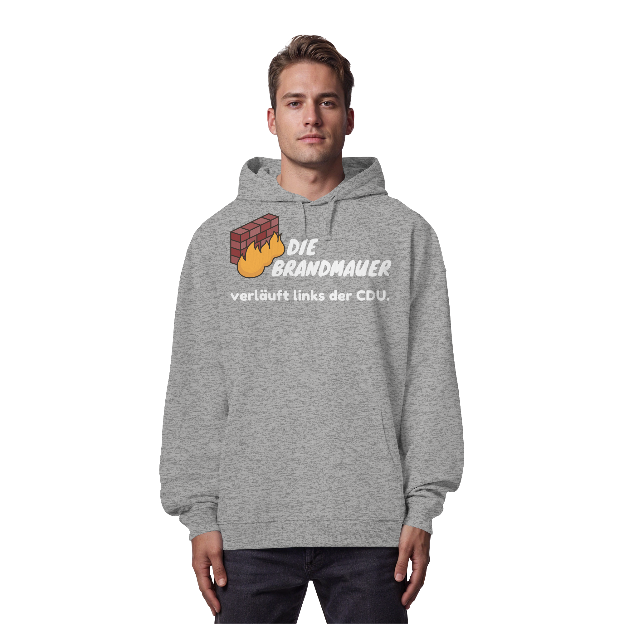 Brandmauer (weiße Schrift) - Organic Oversize Hoodie