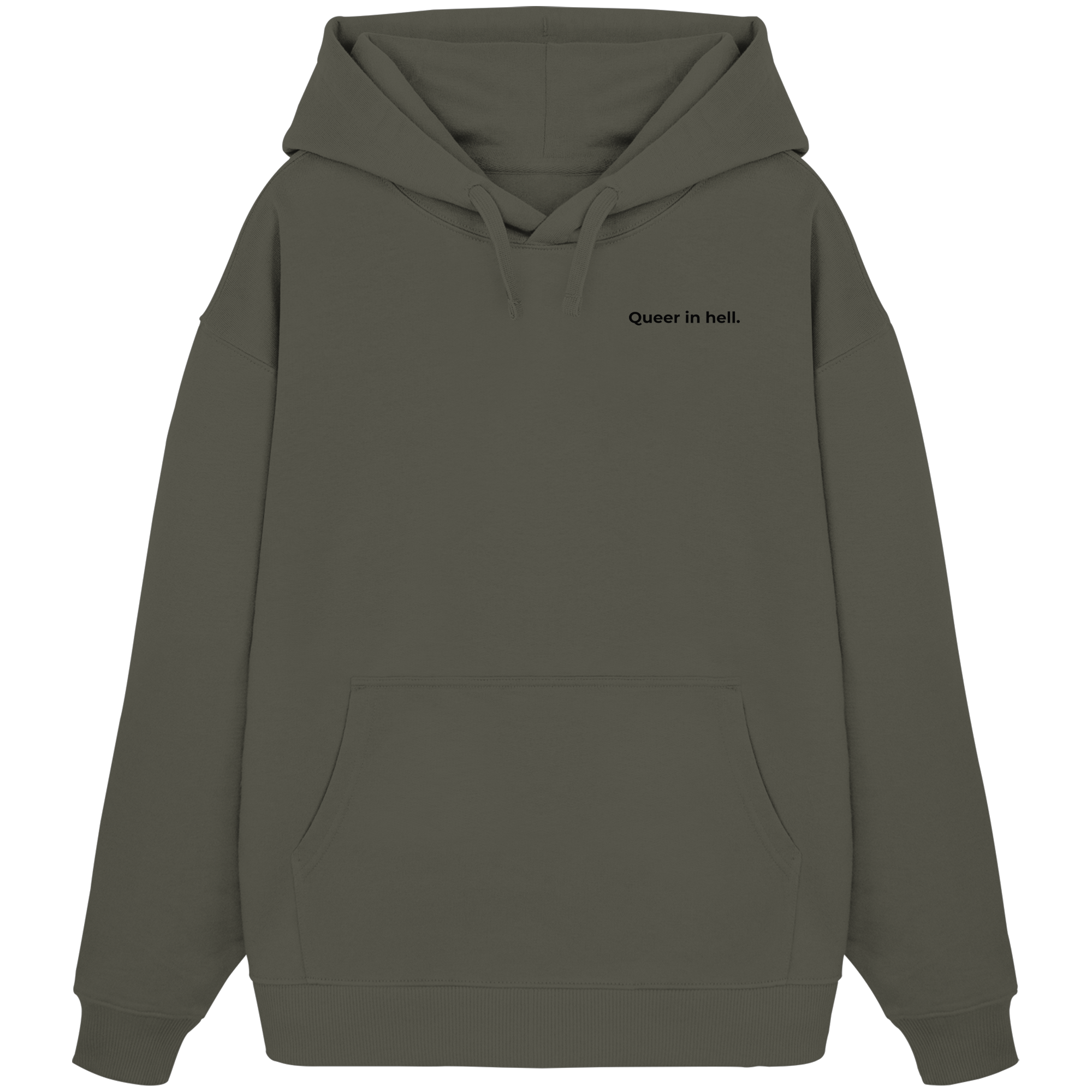 Queer in Hell '25 Backprint - Organic Oversize Hoodie