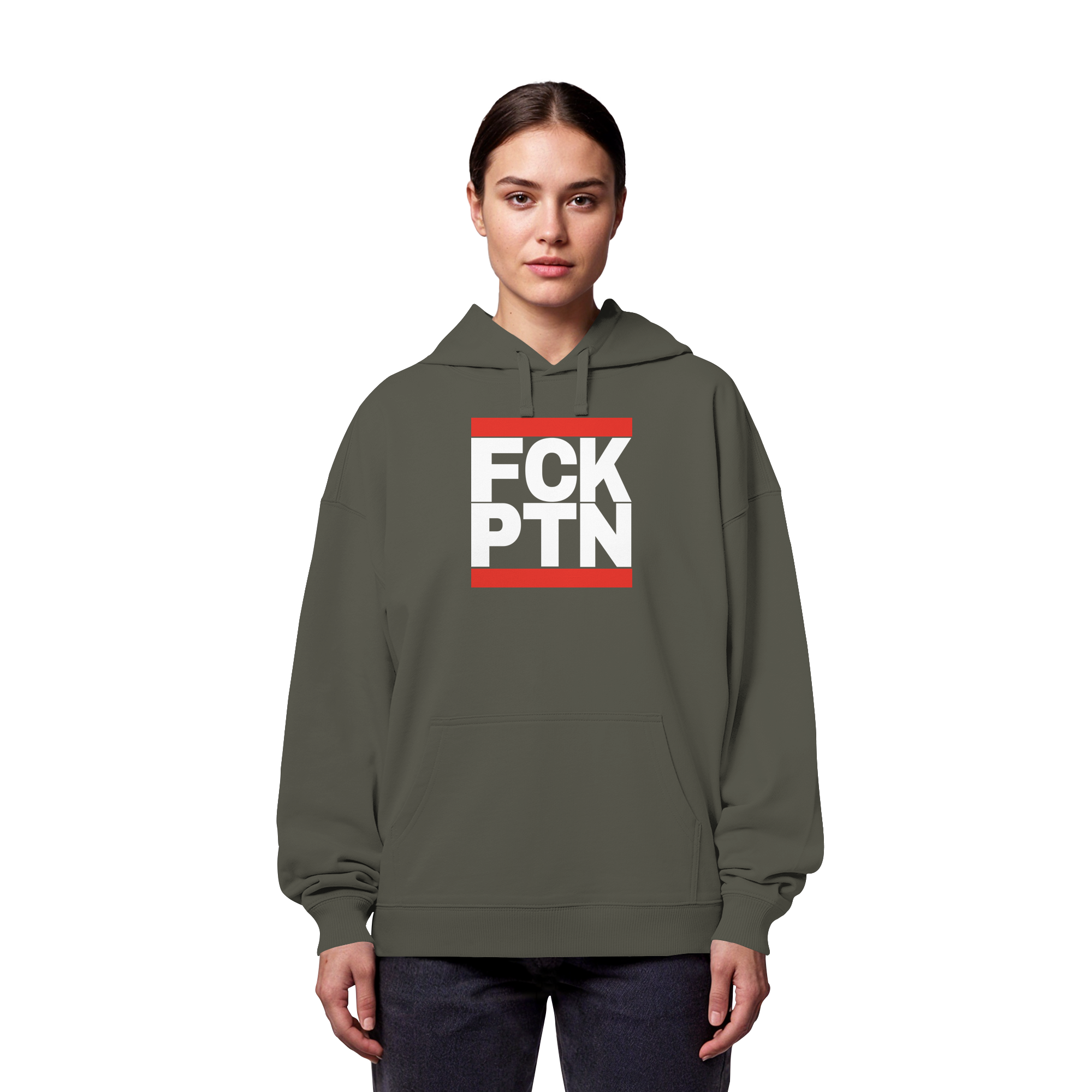 FCK PTN (weiße Schrift) - Organic Oversize Hoodie