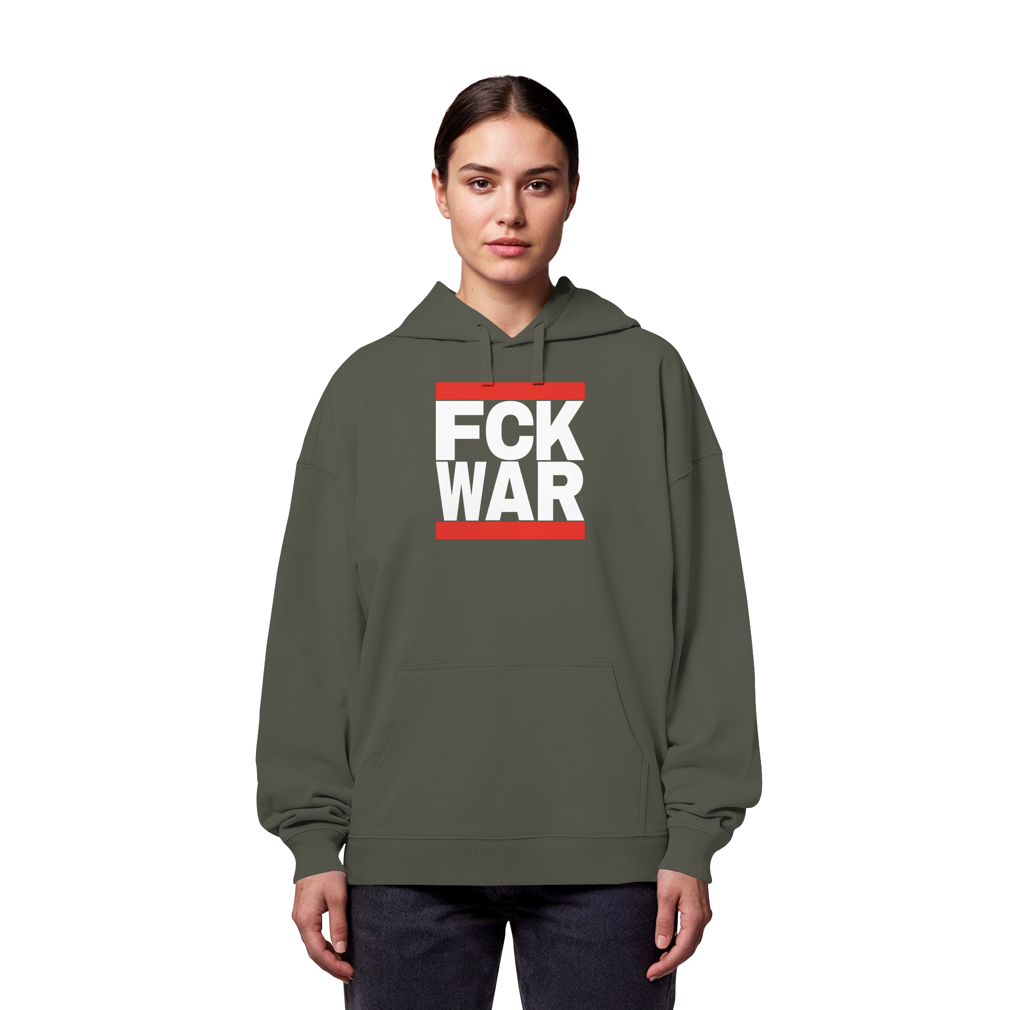 FCK WAR (weiße Schrift) - Organic Oversize Hoodie