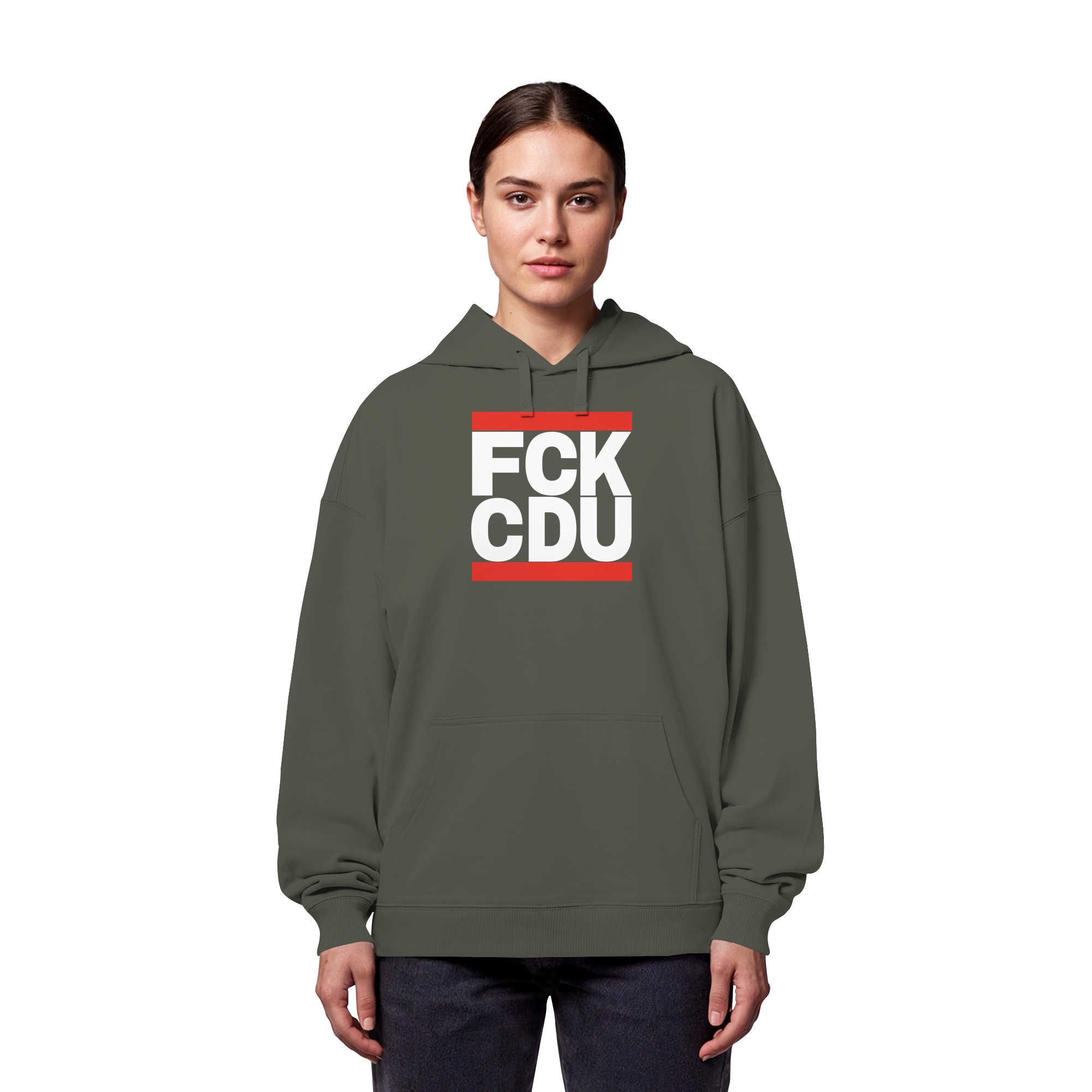 FCK CDU (weiße Schrift) - Organic Oversize Hoodie