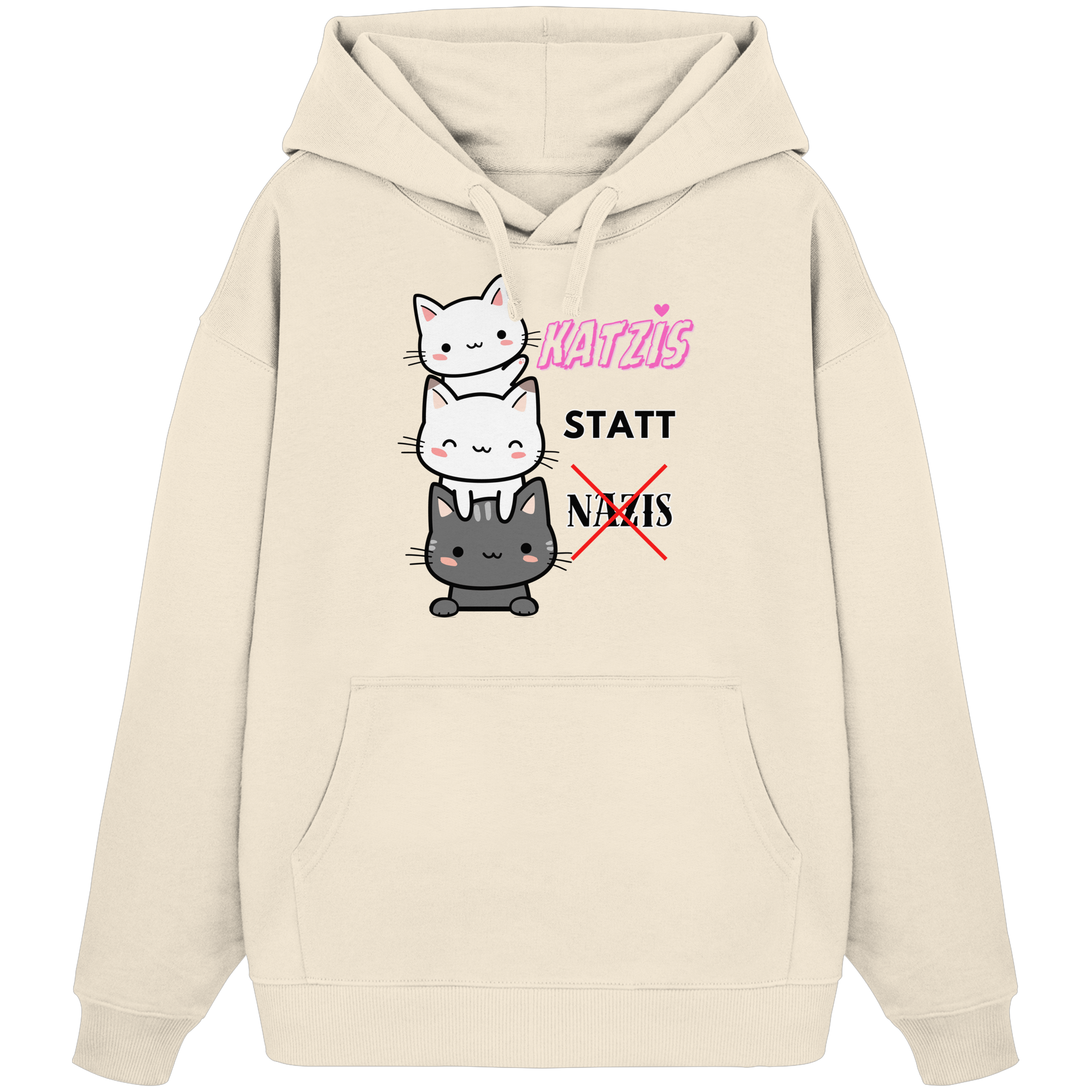 Katzis statt Nazis - Organic Oversize Hoodie