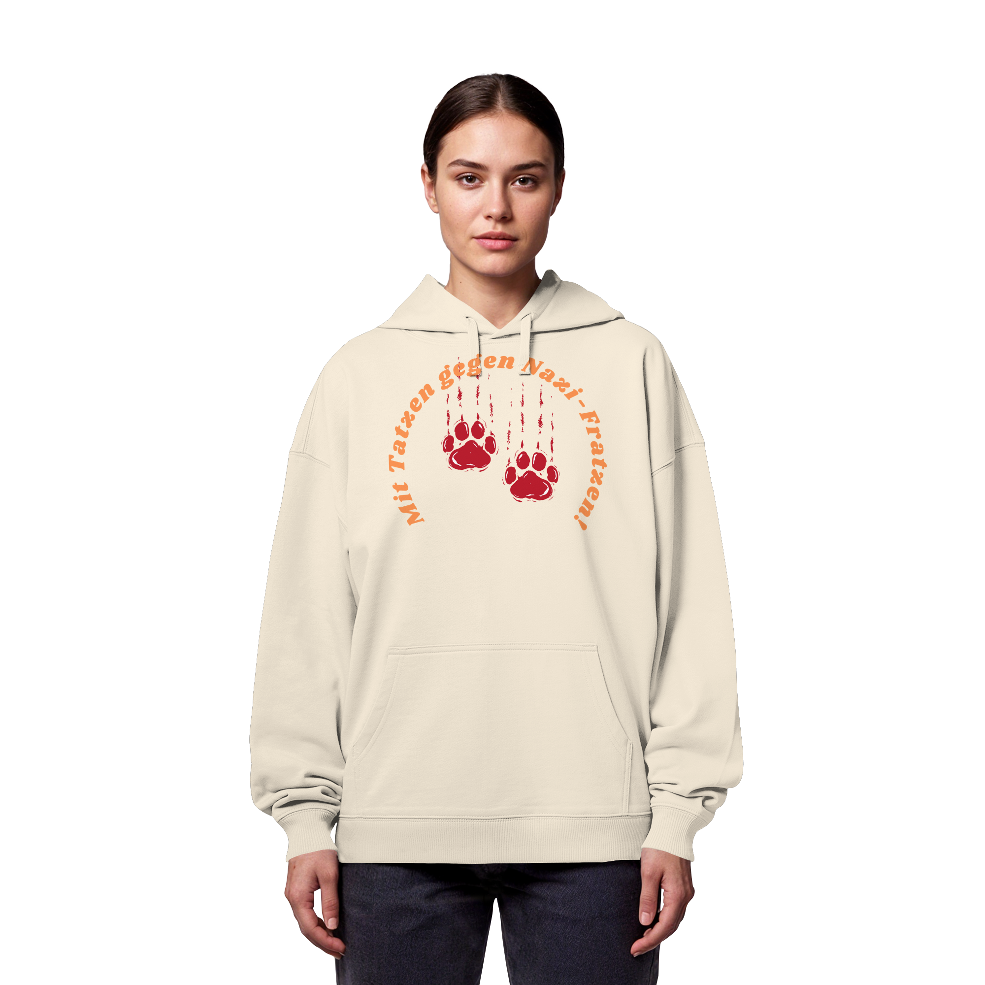 Mit Tatzen gegen Nazi Fratzen - Organic Oversize Hoodie