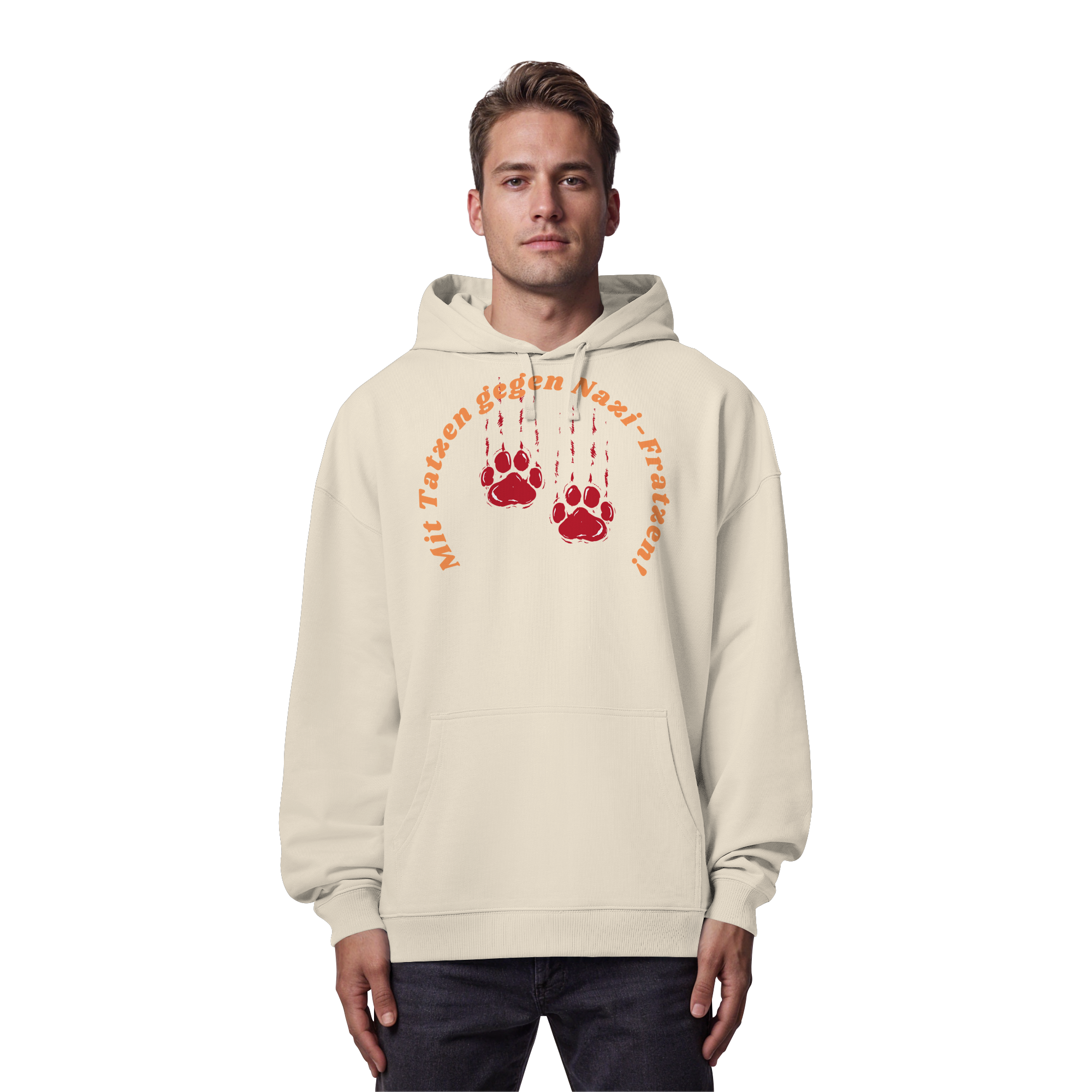 Mit Tatzen gegen Nazi Fratzen - Organic Oversize Hoodie