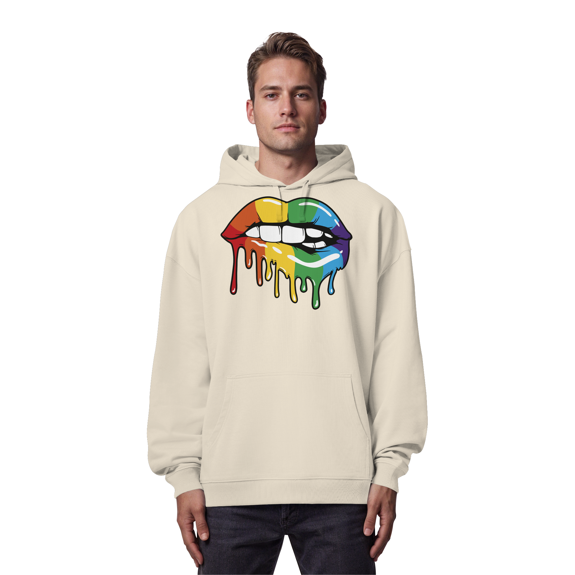 Regenbogen Lippen - Organic Oversize Hoodie
