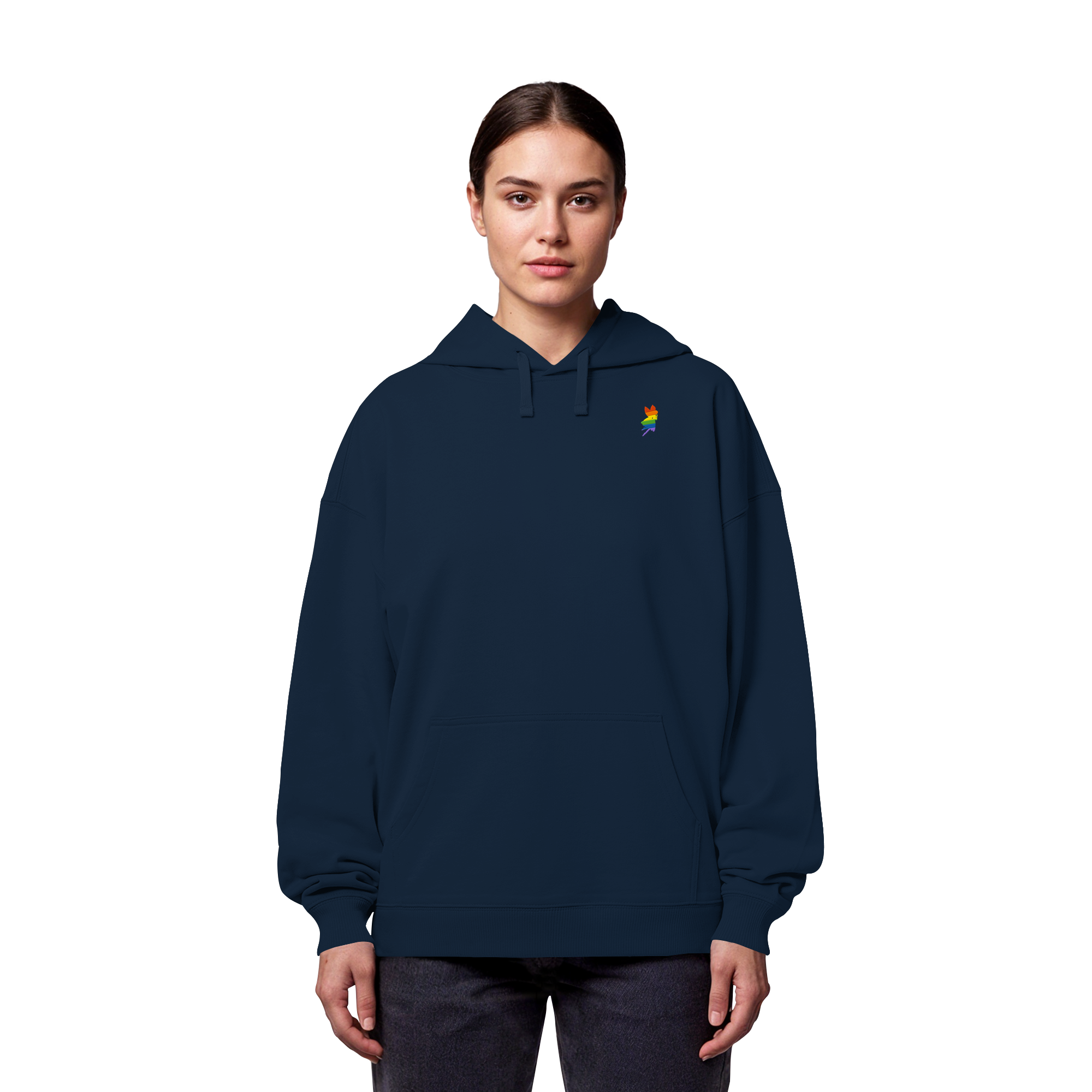 Regenbogen Fee - Organic Oversize Hoodie (Stick)
