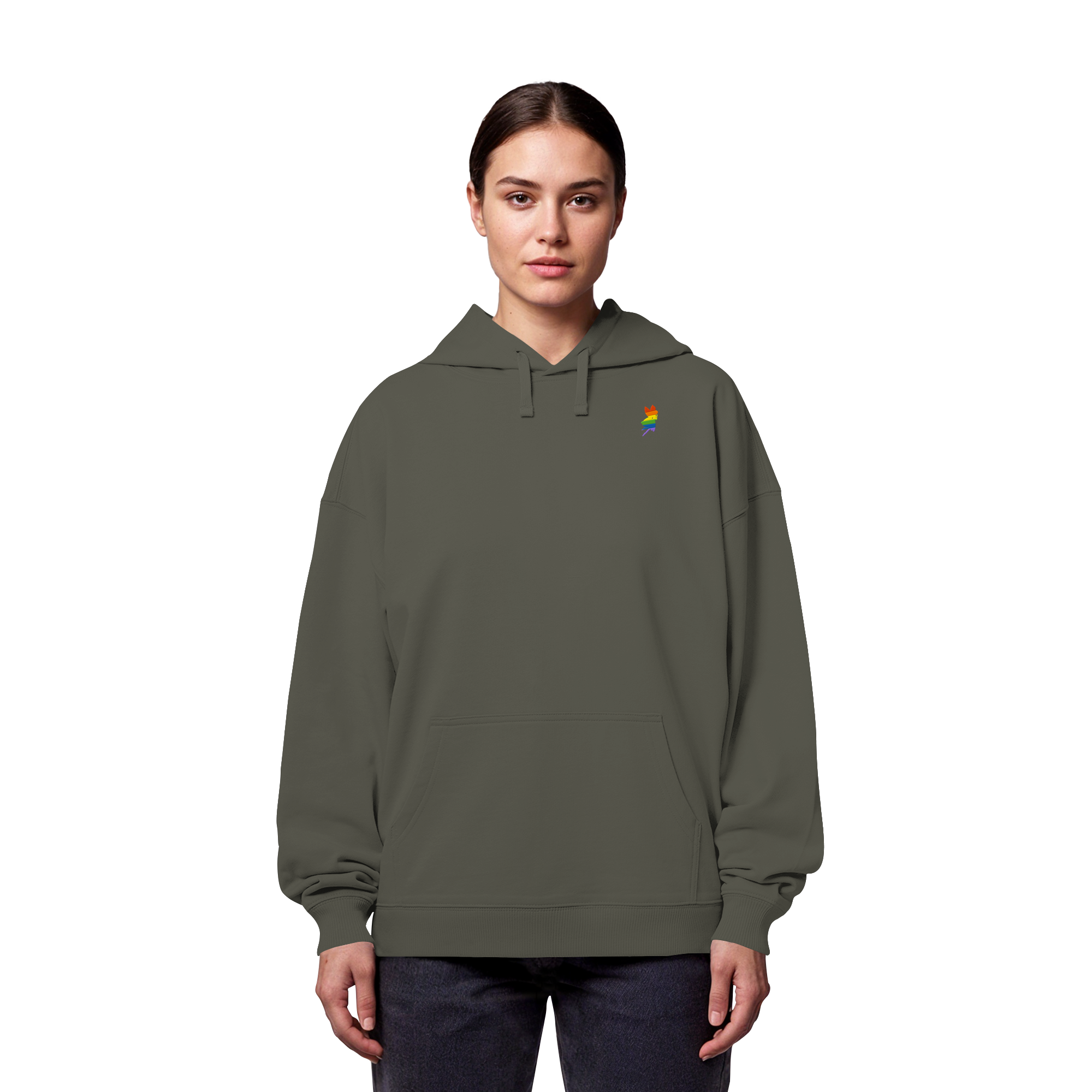 Regenbogen Fee - Organic Oversize Hoodie (Stick)