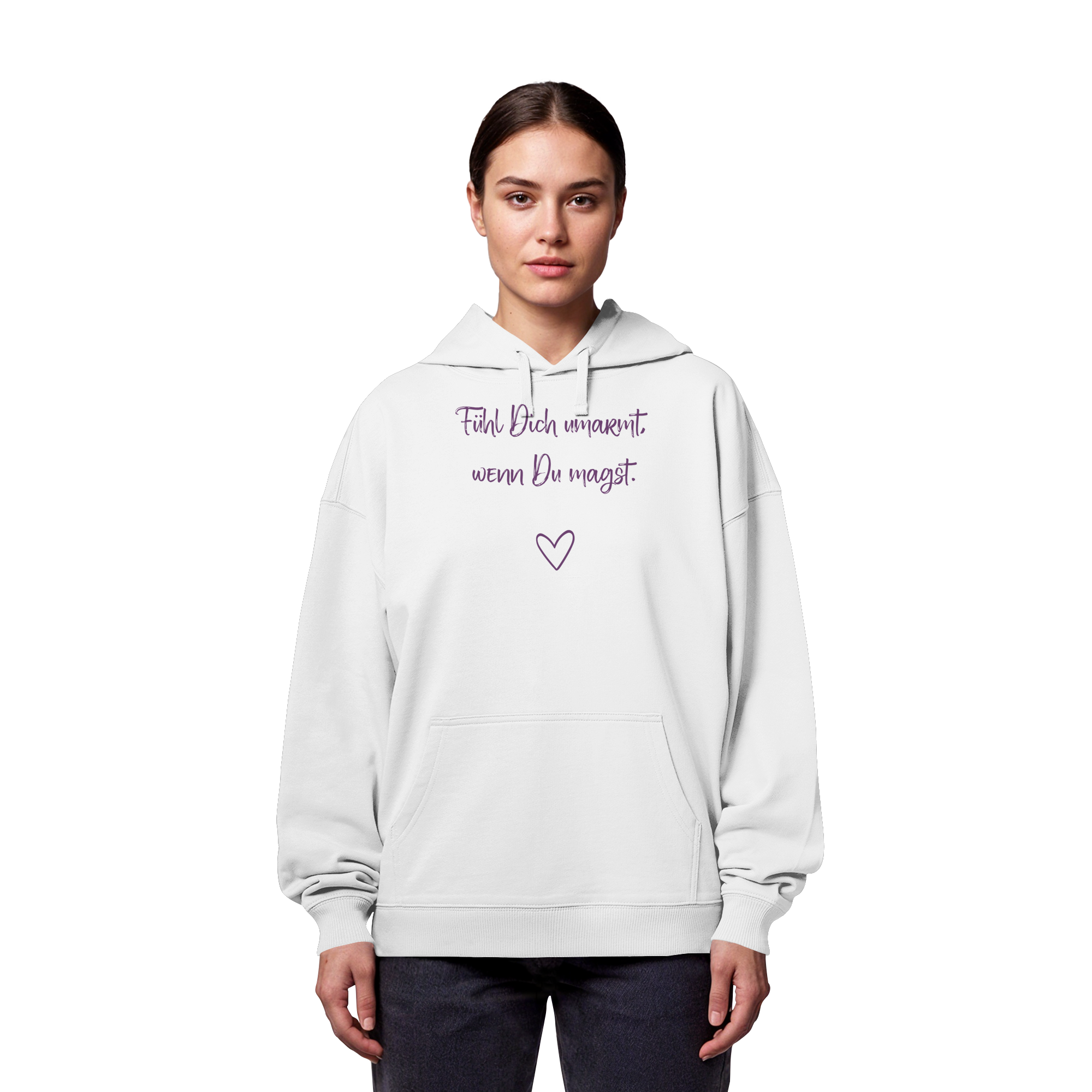 Fühl Dich umarmt, wenn Du magst "Lila Herz Edition" - Organic Oversize Hoodie