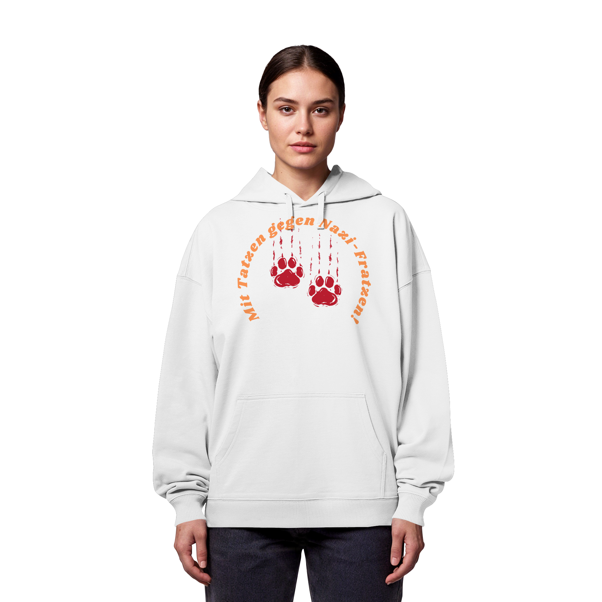Mit Tatzen gegen Nazi Fratzen - Organic Oversize Hoodie