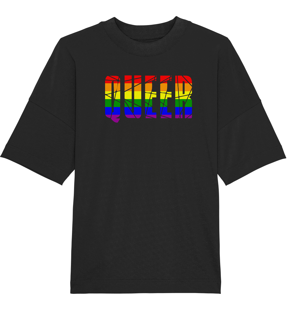 QUEER in Regenbogen Farben - Organic Oversize Shirt