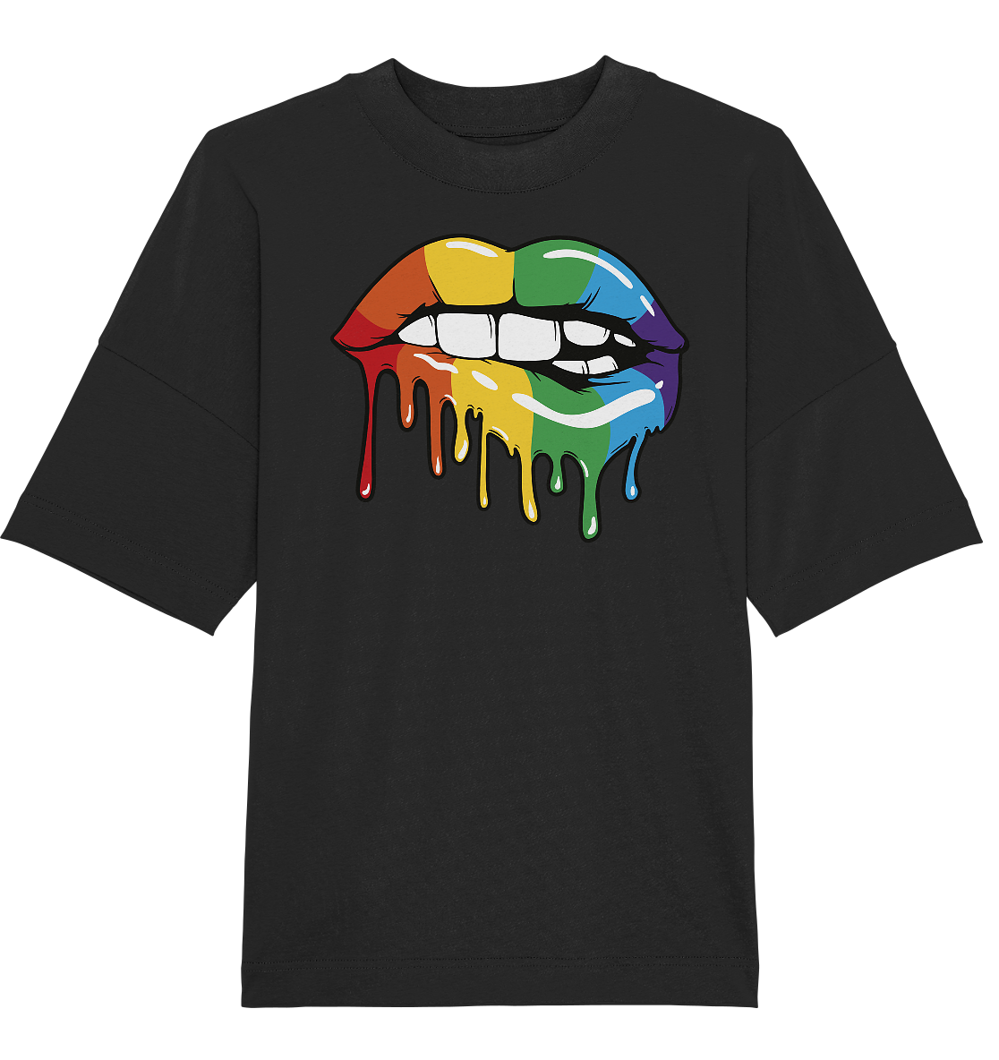 Regenbogen Lippen - Organic Oversize Shirt