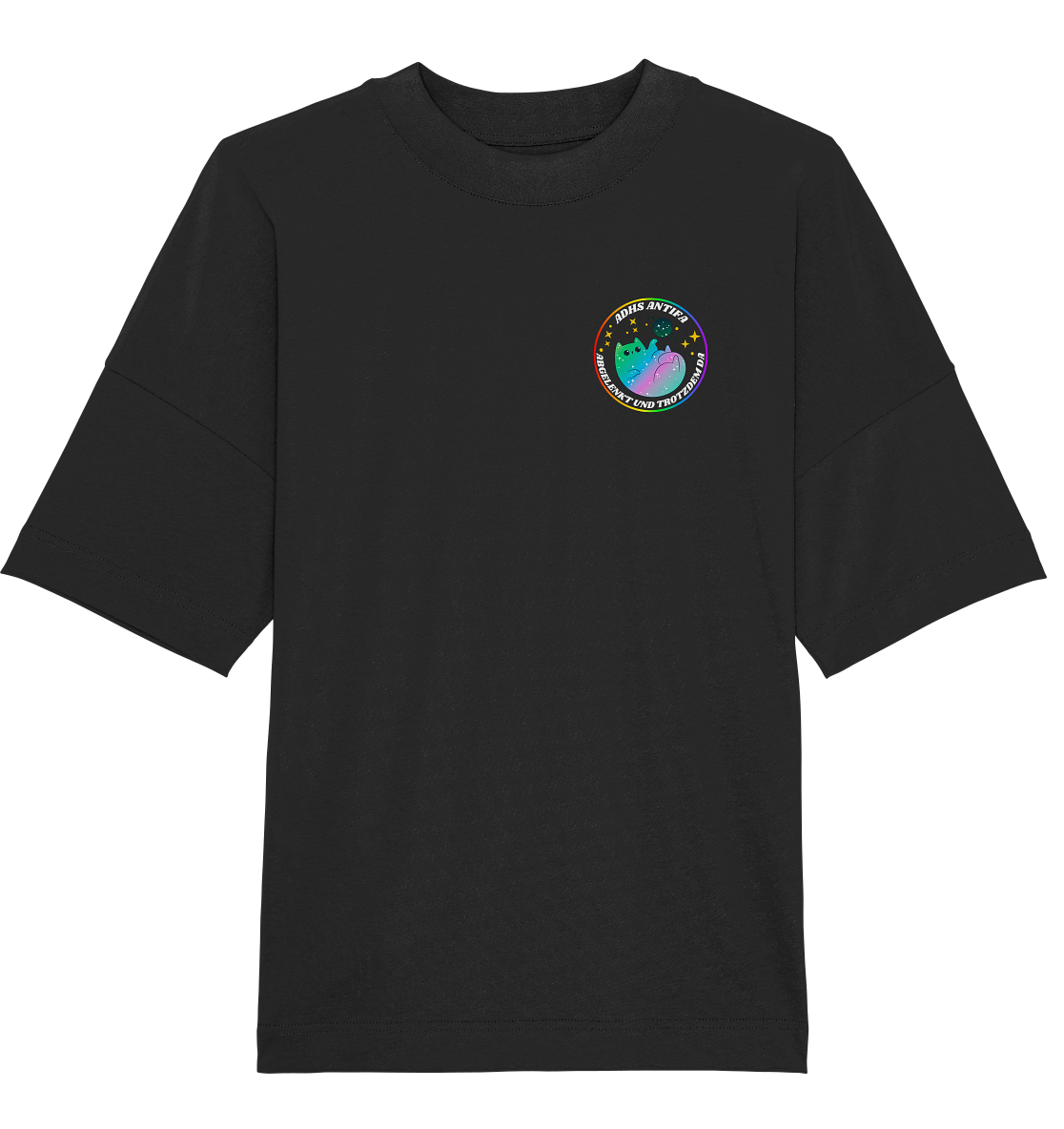 ADHS Antifa: Abgelenkt und trotzdem da "Space Cat Edition" - Organic Oversize Shirt