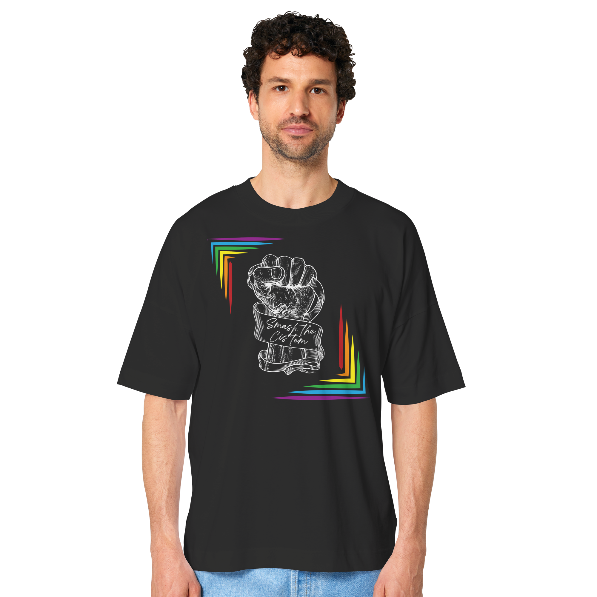Smash The Cistem (weiße Schrift) - Organic Oversize Shirt