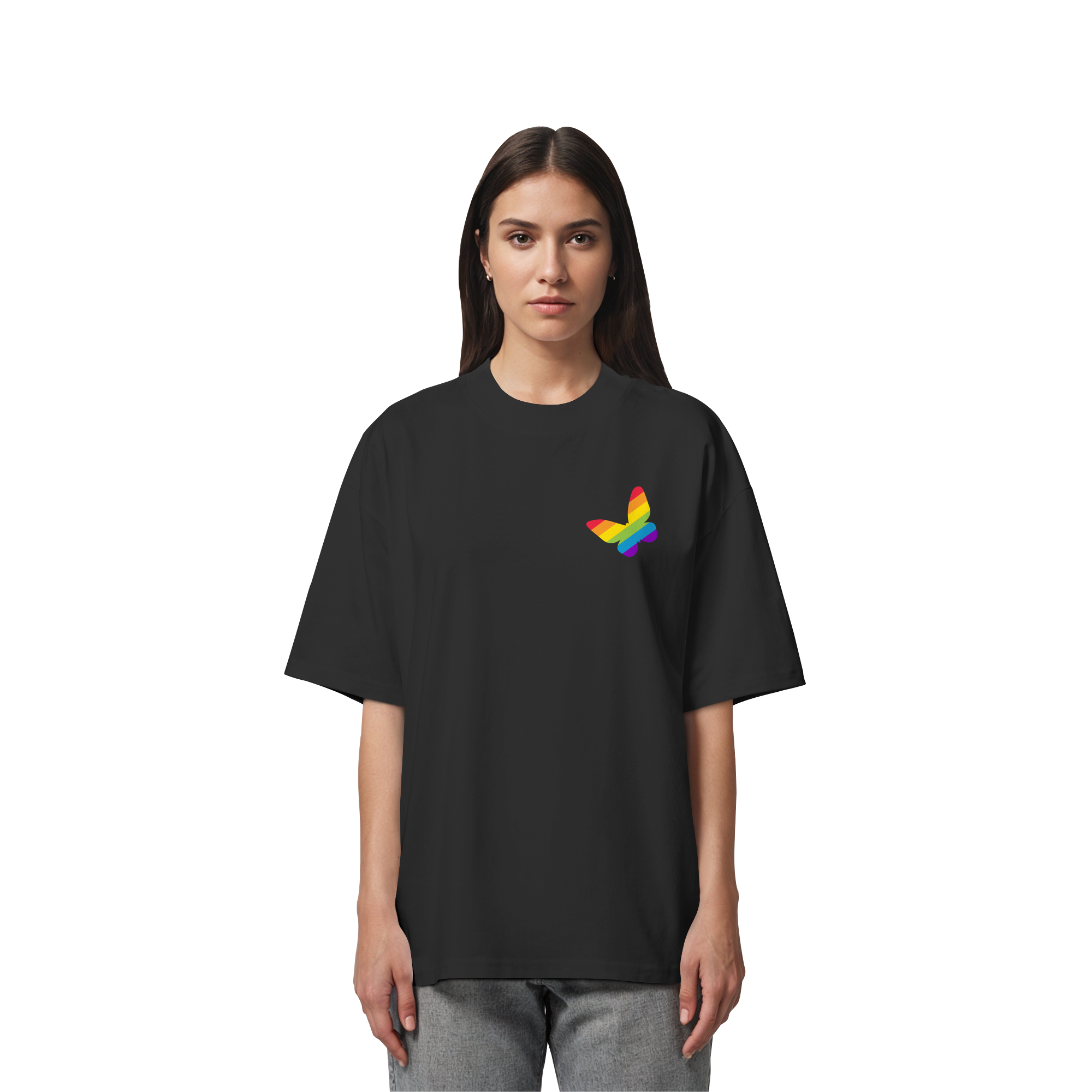 Regenbogen Schmetterling - Organic Oversize Shirt