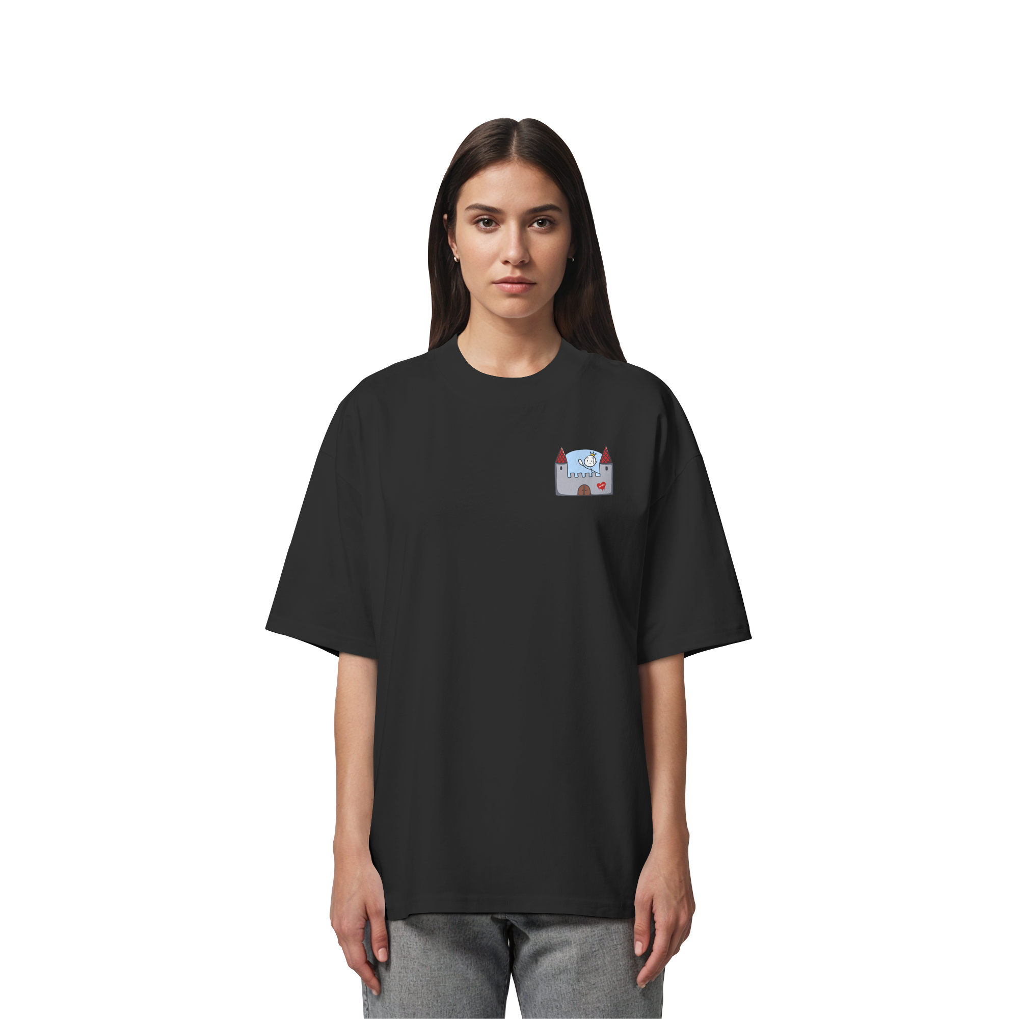 Hier und jetzt bin ich in Sicherheit "Bunte Edition" Backprint - Organic Oversize Shirt