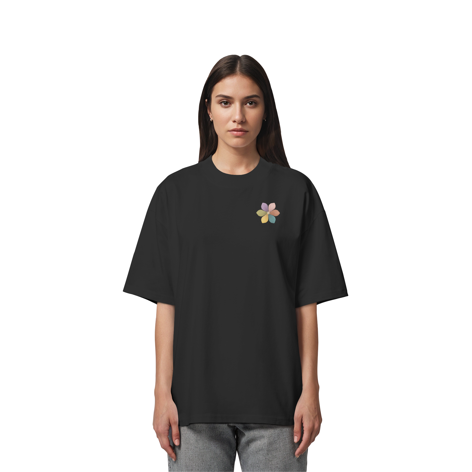 Ich sorge gut für mich "Achtsamkeitsblüte Edition" Backprint - Organic Oversize Shirt