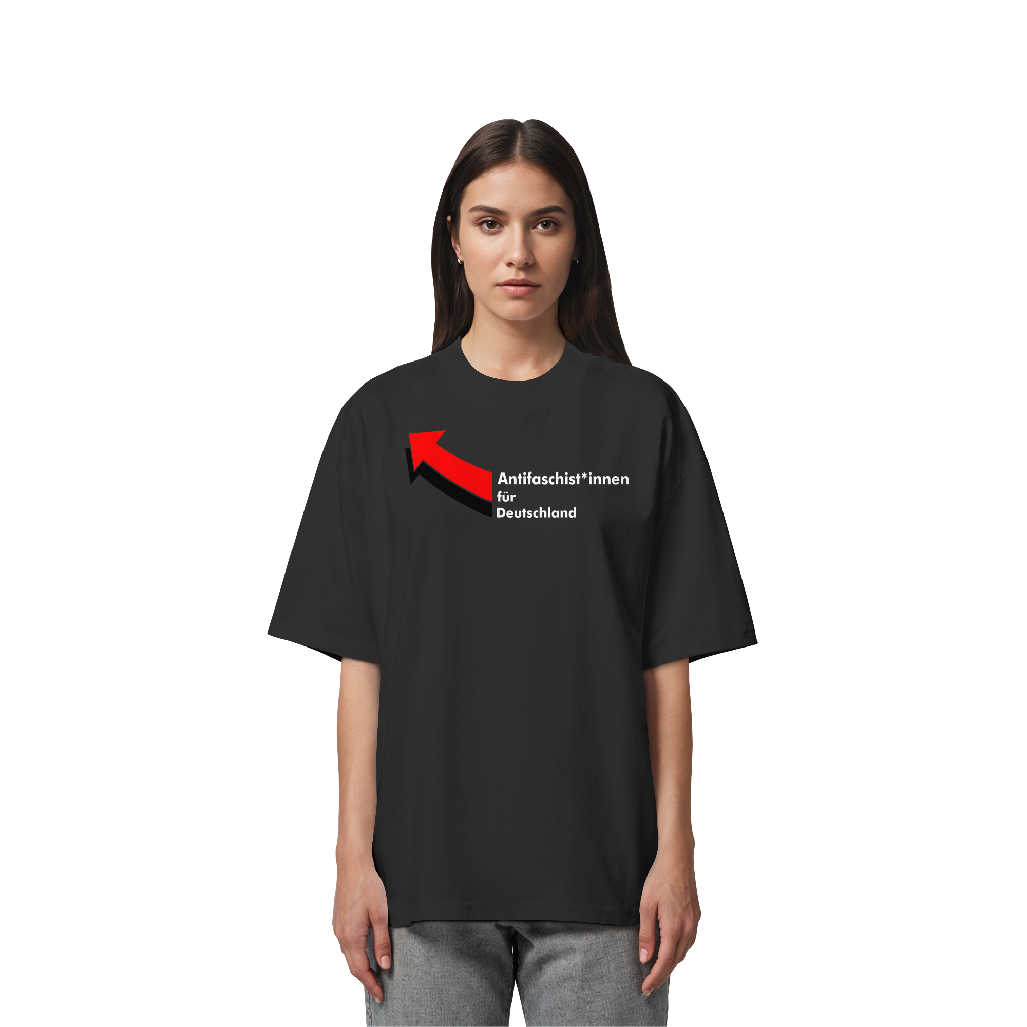 Antifaschist*innen für Deutschland (weiße Schrift) - Organic Oversize Shirt