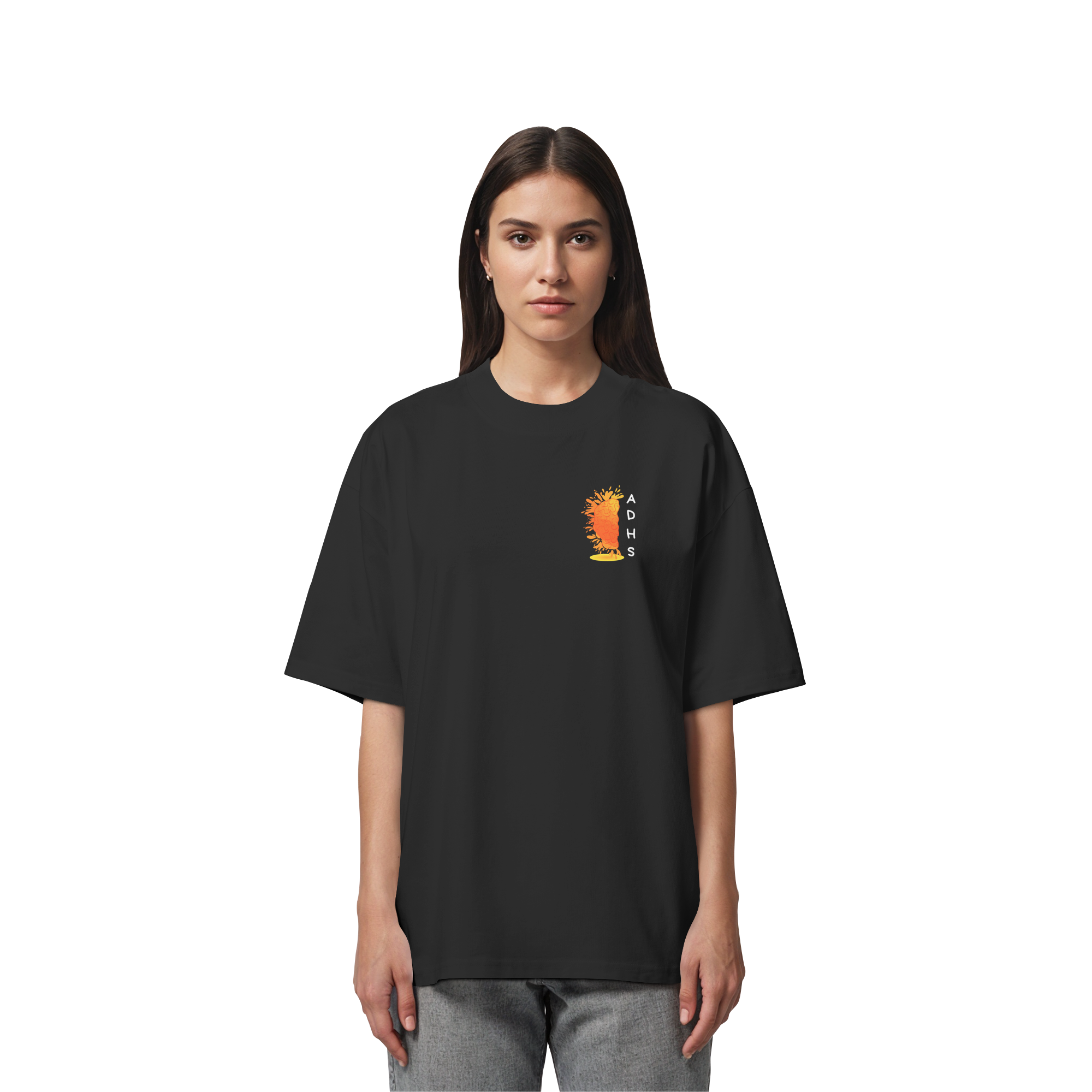 ADHS Authentisch Dynamisch Humorvoll Stark Backprint - Organic Oversize Shirt
