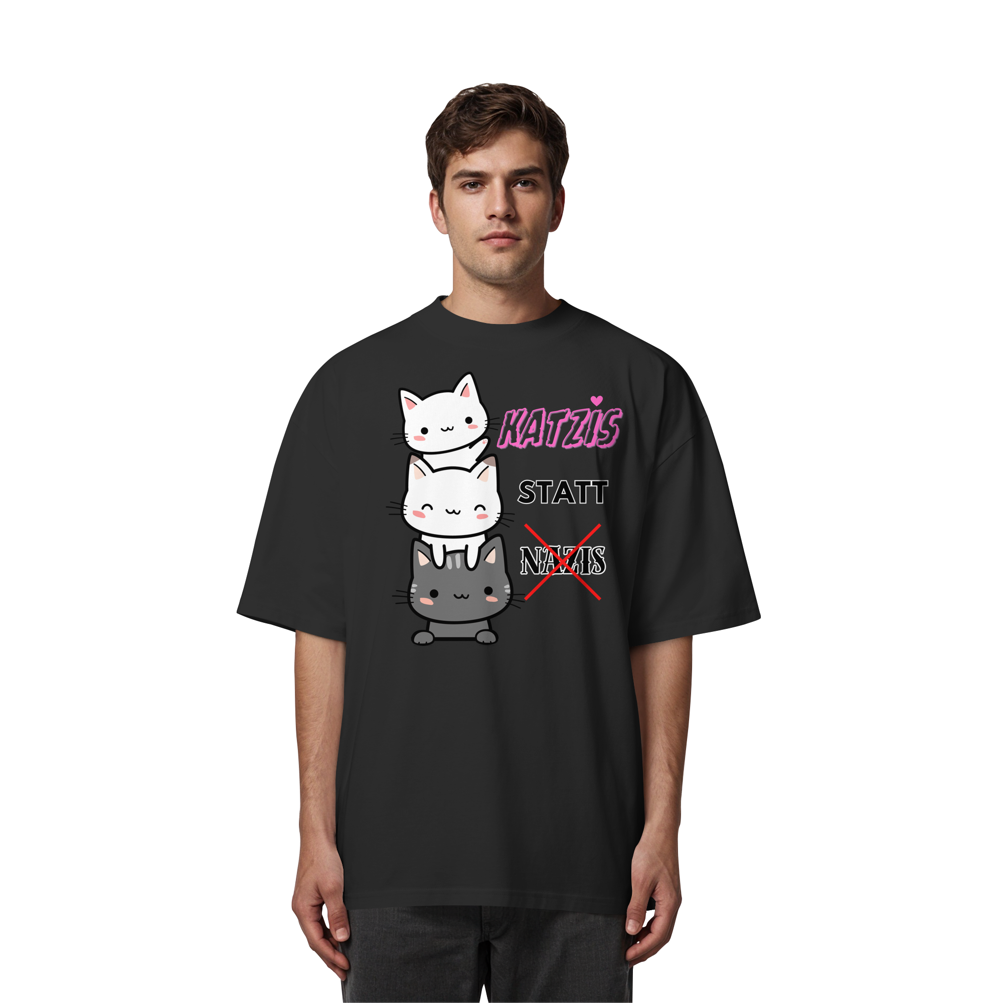 Katzis statt Nazis - Organic Oversize Shirt