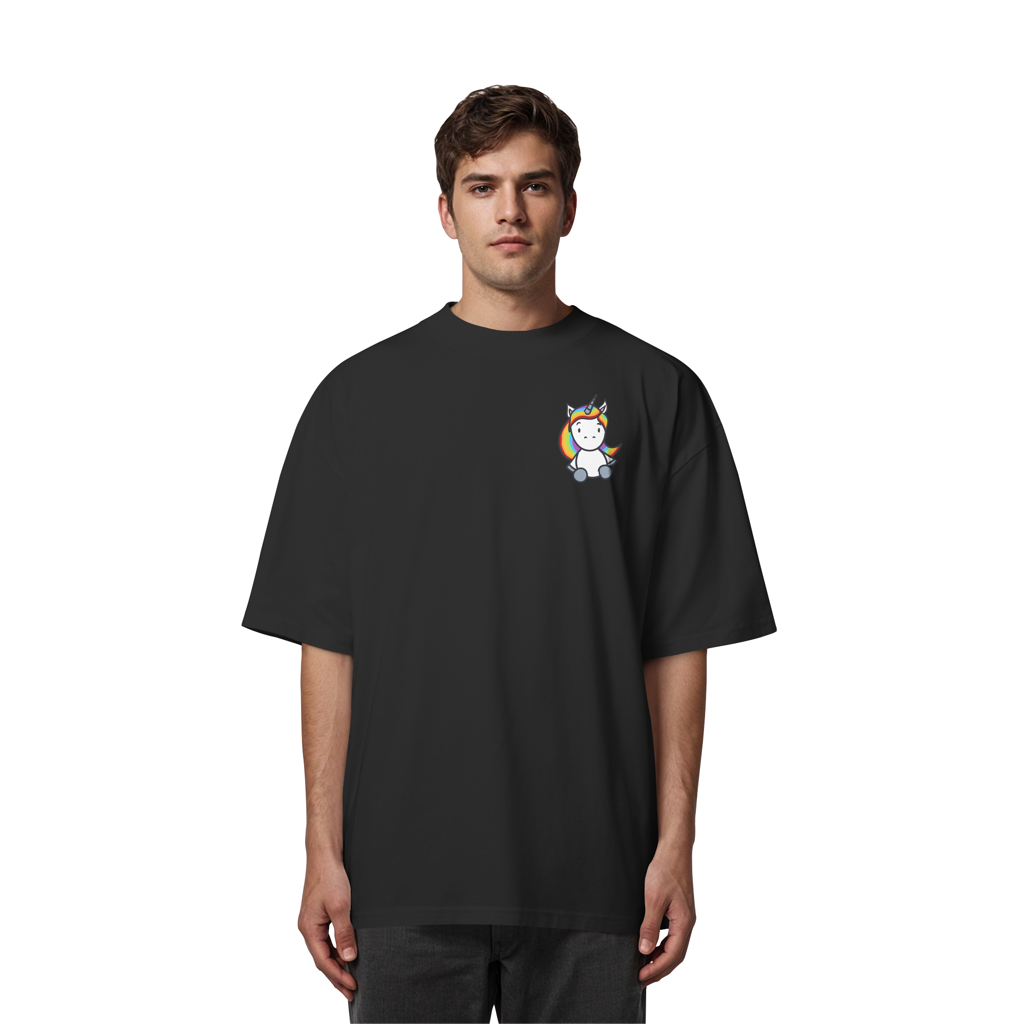 Einhorn mit Regenbogen Haaren - Organic Oversize Shirt