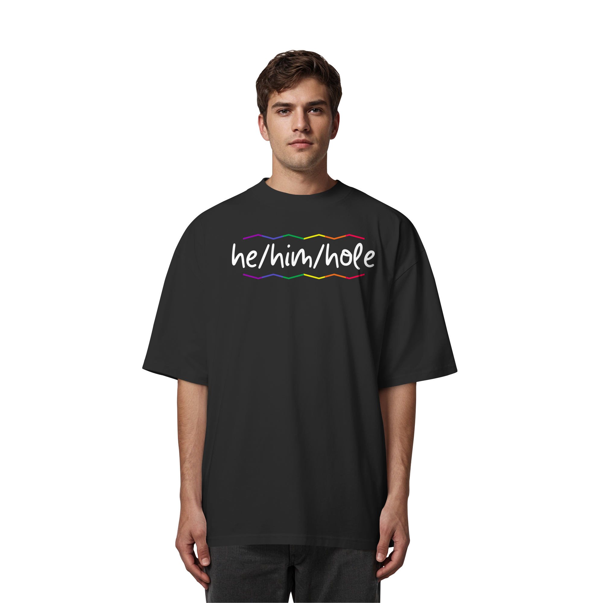 he/him/hole "Pride Waves Edition" - Organic Oversize Shirt