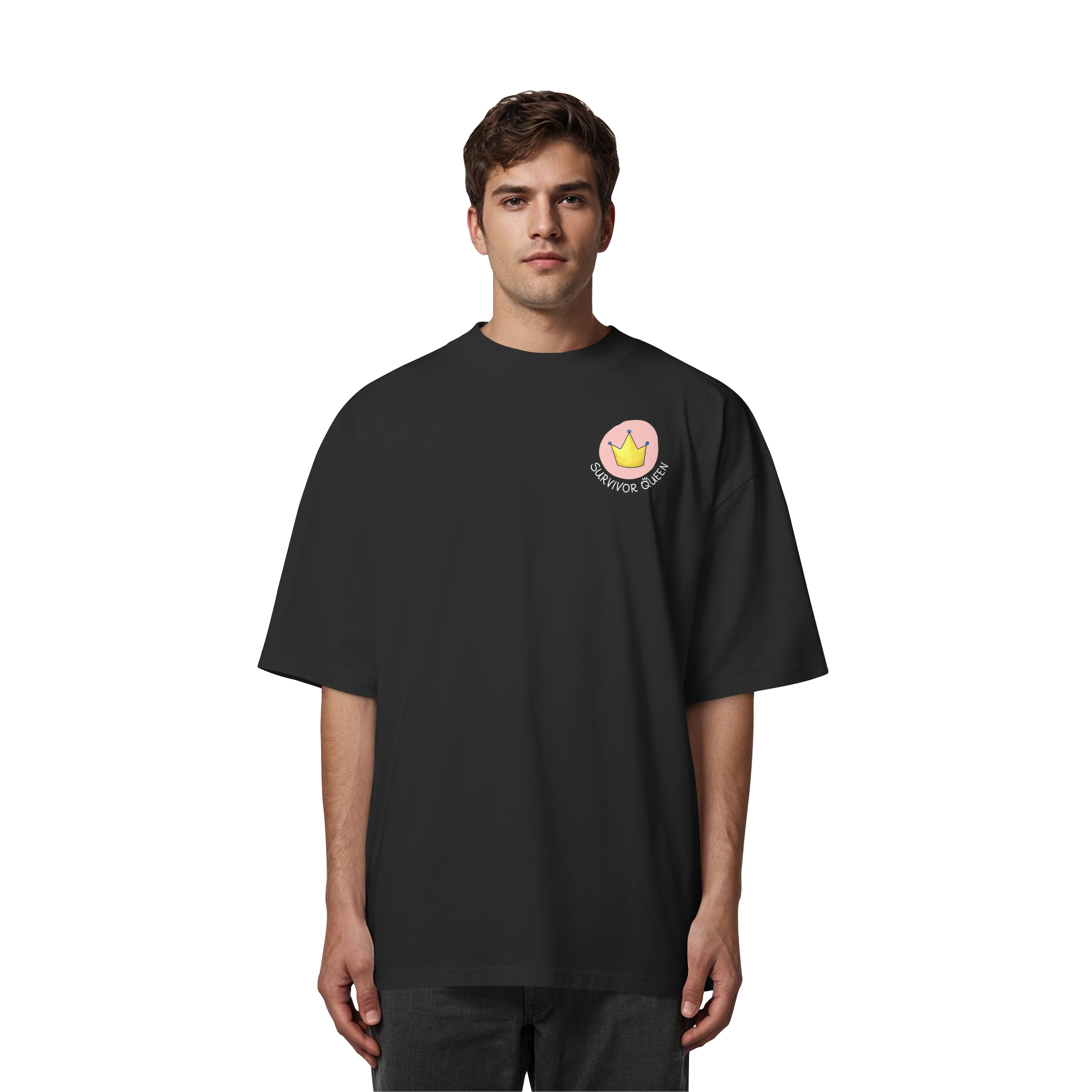Survivor Queens Logo "Schriftzug Edition" Brustprint (dunkel) - Organic Oversize Shirt