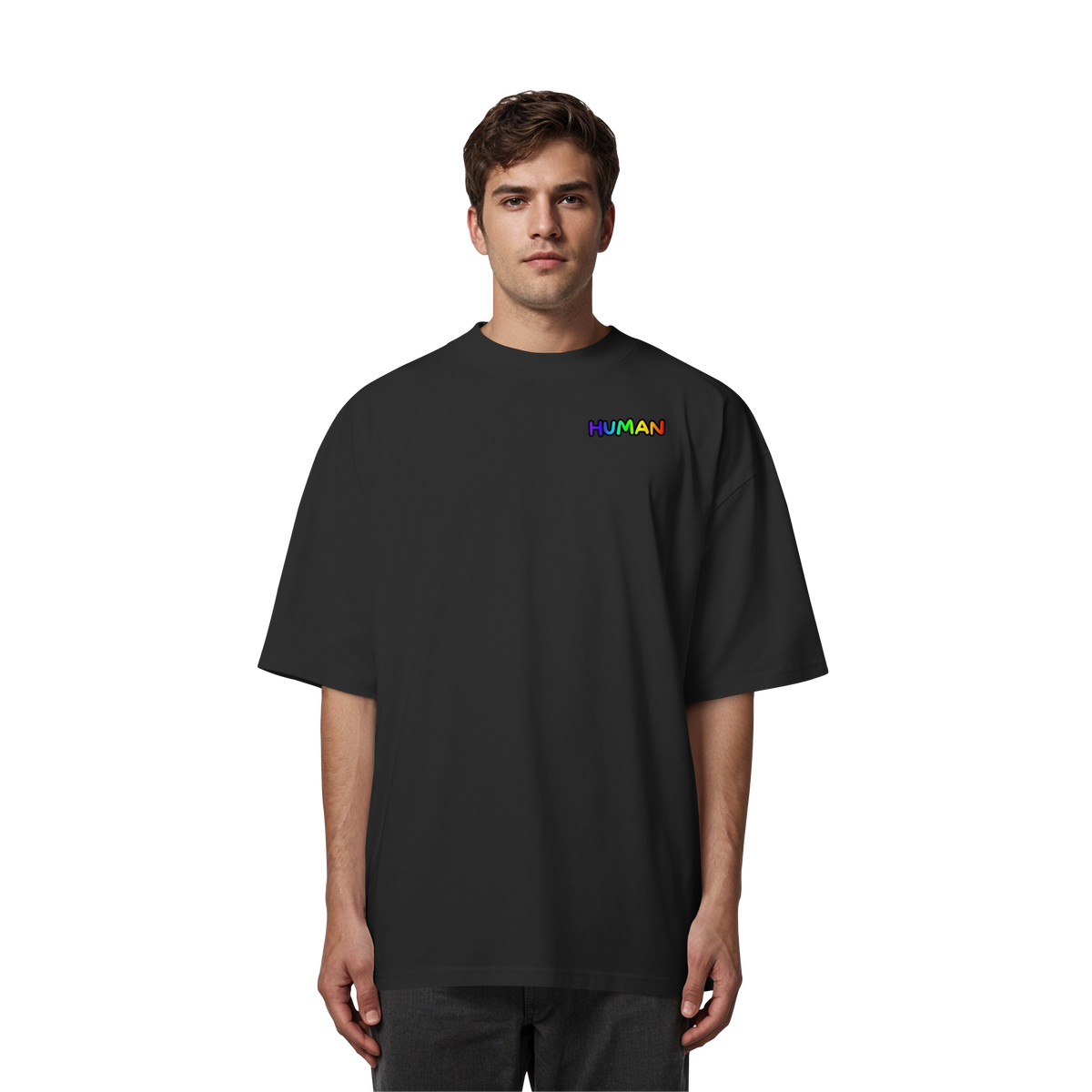 HUMAN in Regenbogen Farben "Bubble Edition" - Organic Oversize Shirt