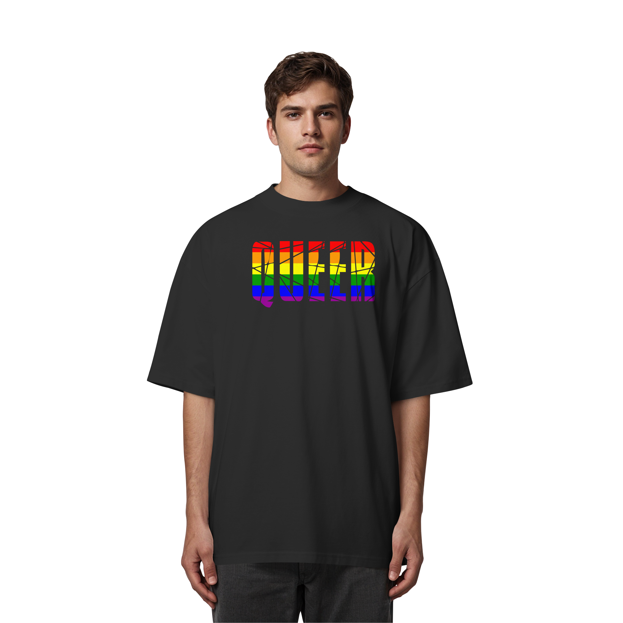 QUEER in Regenbogen Farben - Organic Oversize Shirt