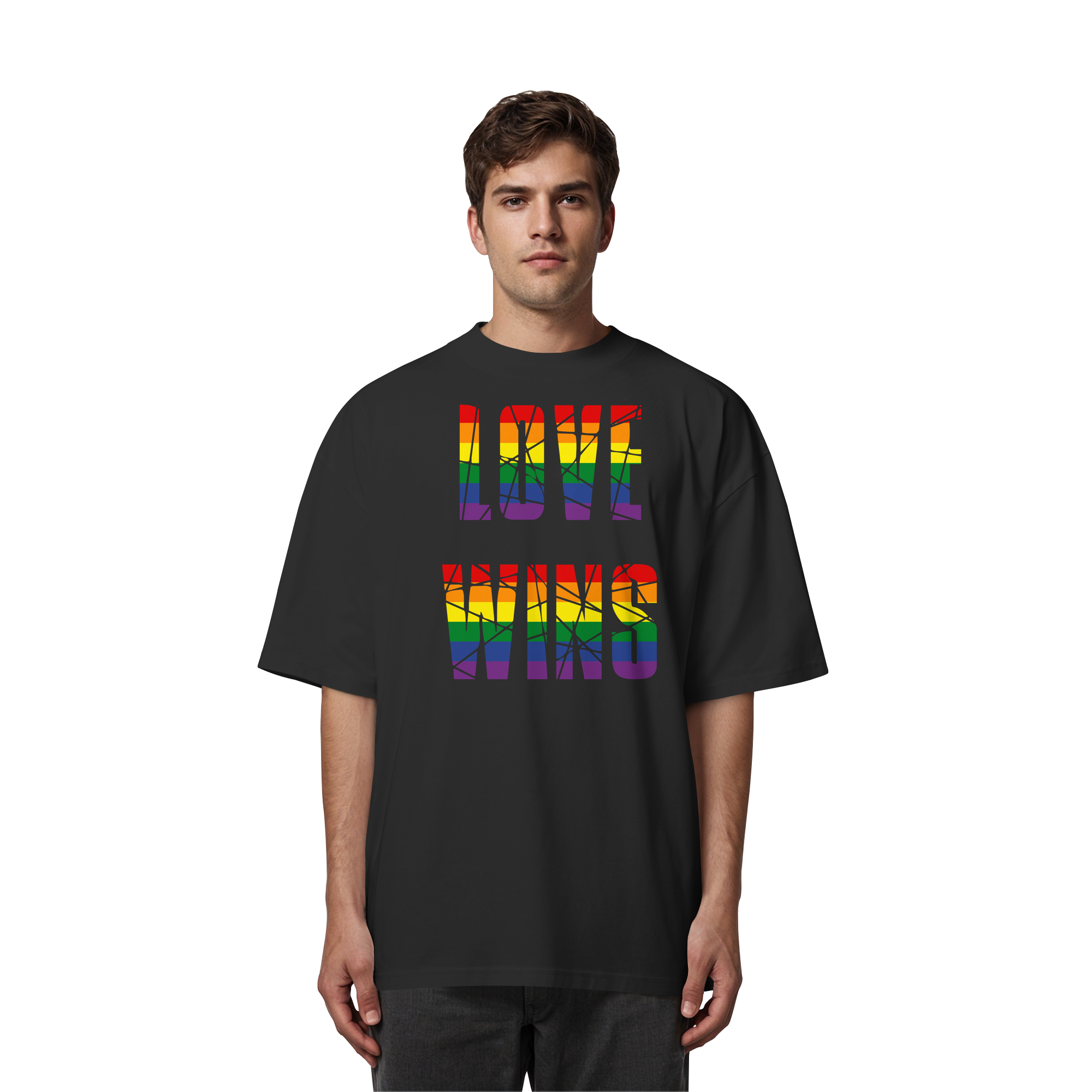 LOVE WINS in Regenbogen Farben - Organic Oversize Shirt