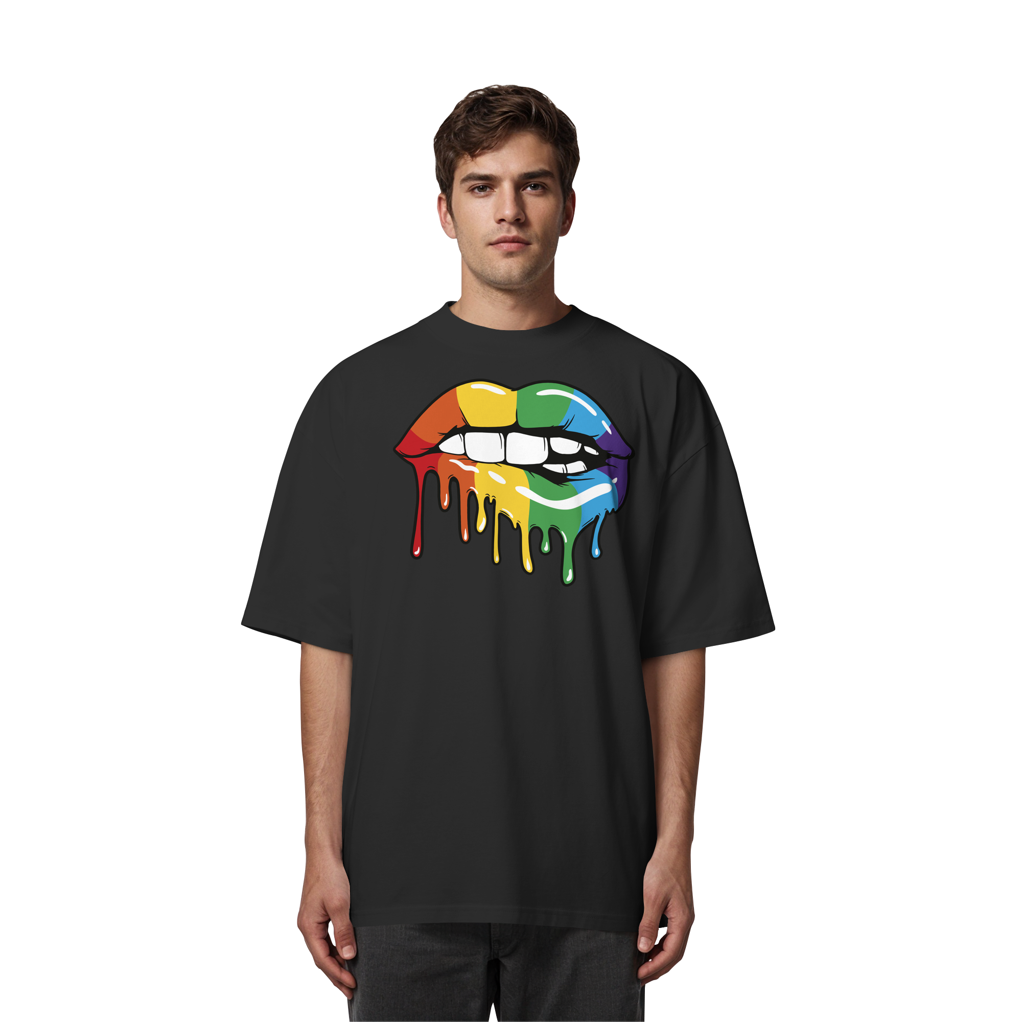 Regenbogen Lippen - Organic Oversize Shirt