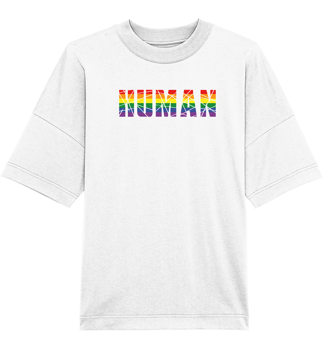HUMAN in Regenbogen Farben - Organic Oversize Shirt